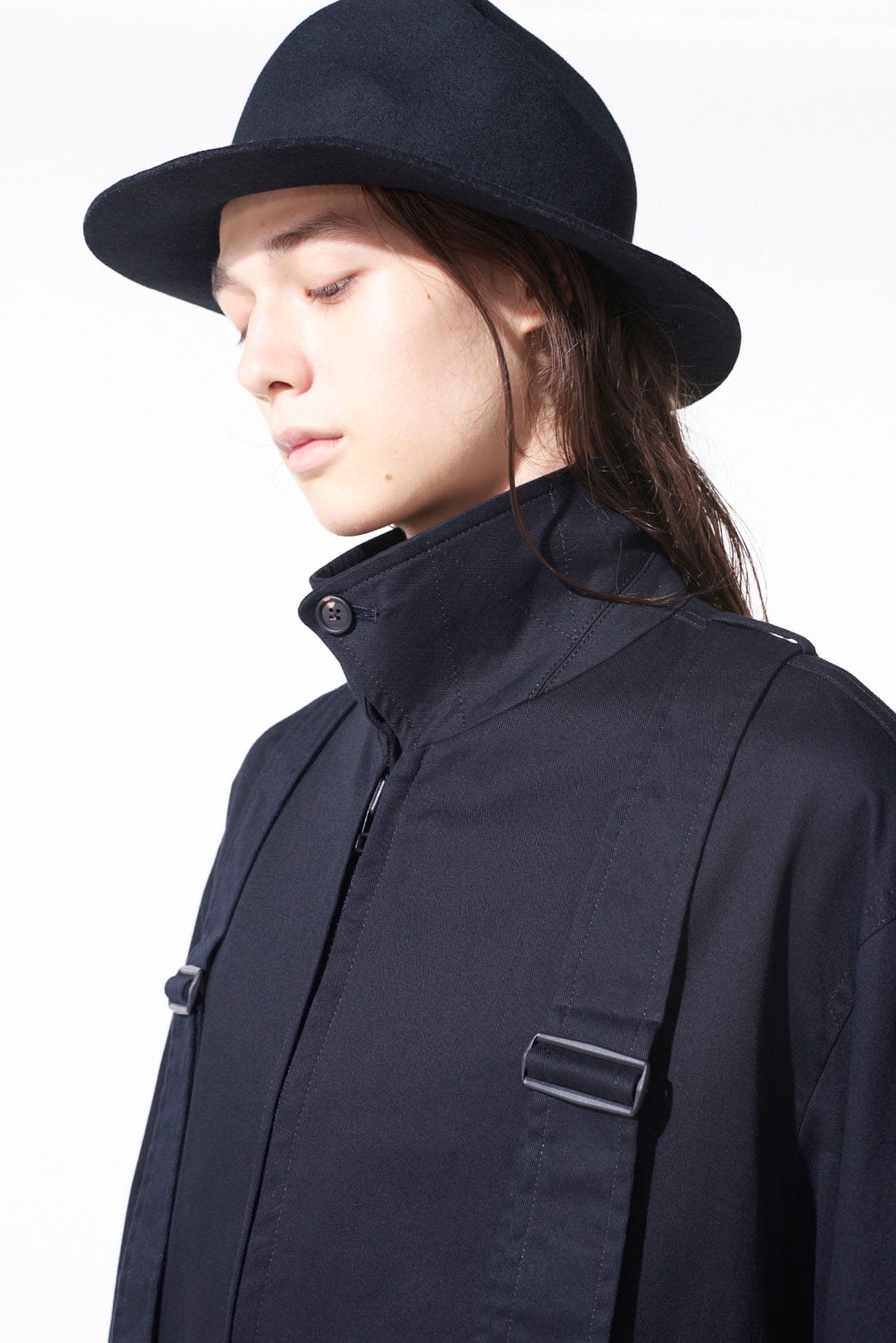 COTTON TWILL OVERSIZED BELTED "Y" BLOUSON