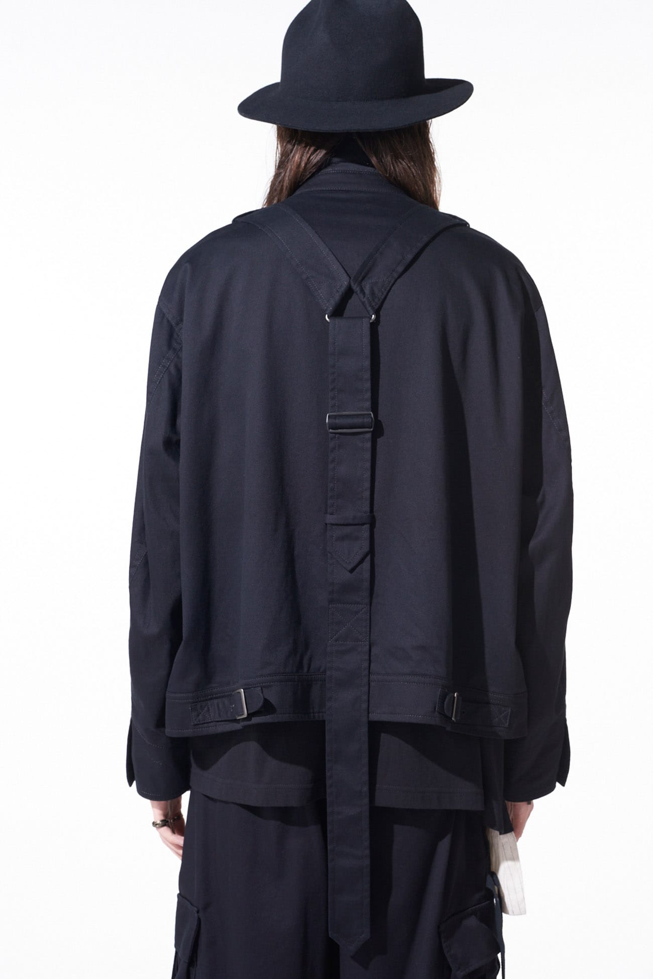 COTTON TWILL OVERSIZED BELTED "Y" BLOUSON