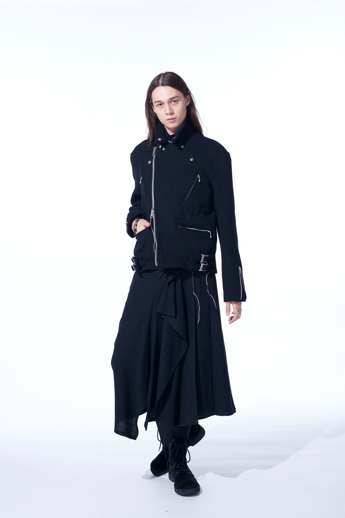 【11/21～11/25 Y's OMOTESANDO 先行販売】DOUBLE-WEAVE MELTON OVERSIZED MOTORCYCLE JACKET