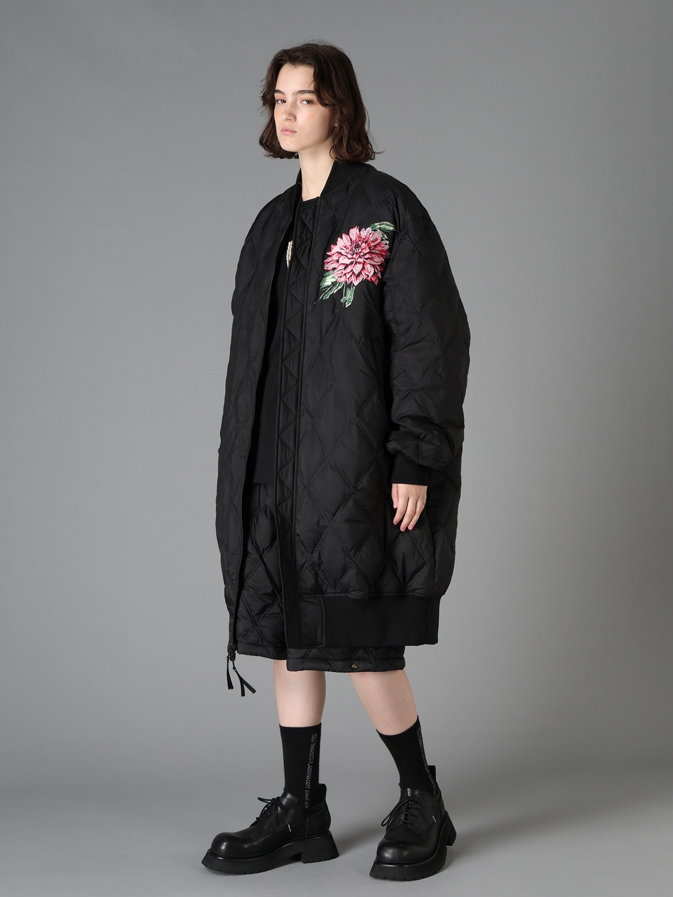 S'YTE X TAION REVERSIBLE EMBROIDERED LONG BOMBER JACKET