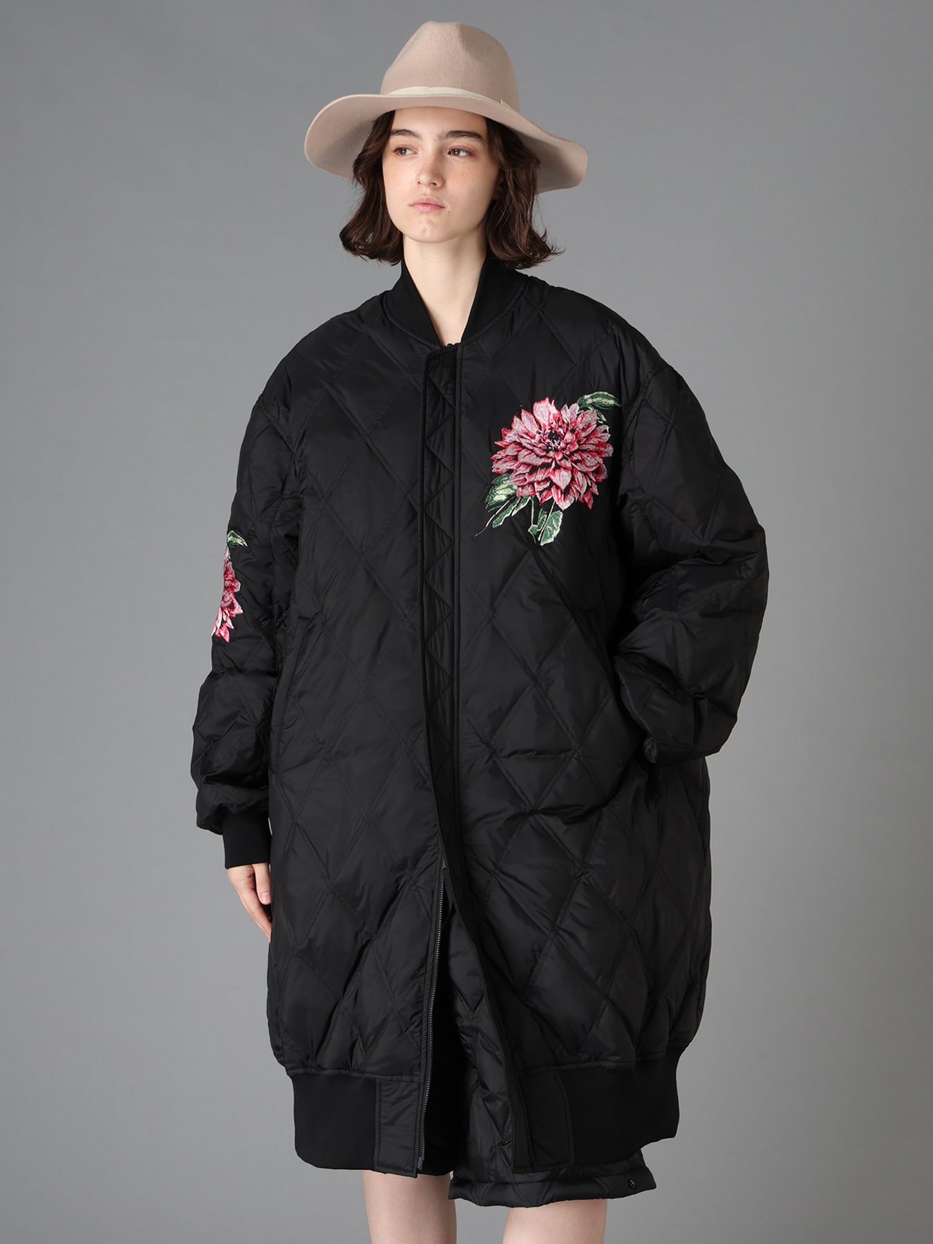 S'YTE X TAION REVERSIBLE EMBROIDERED LONG BOMBER JACKET