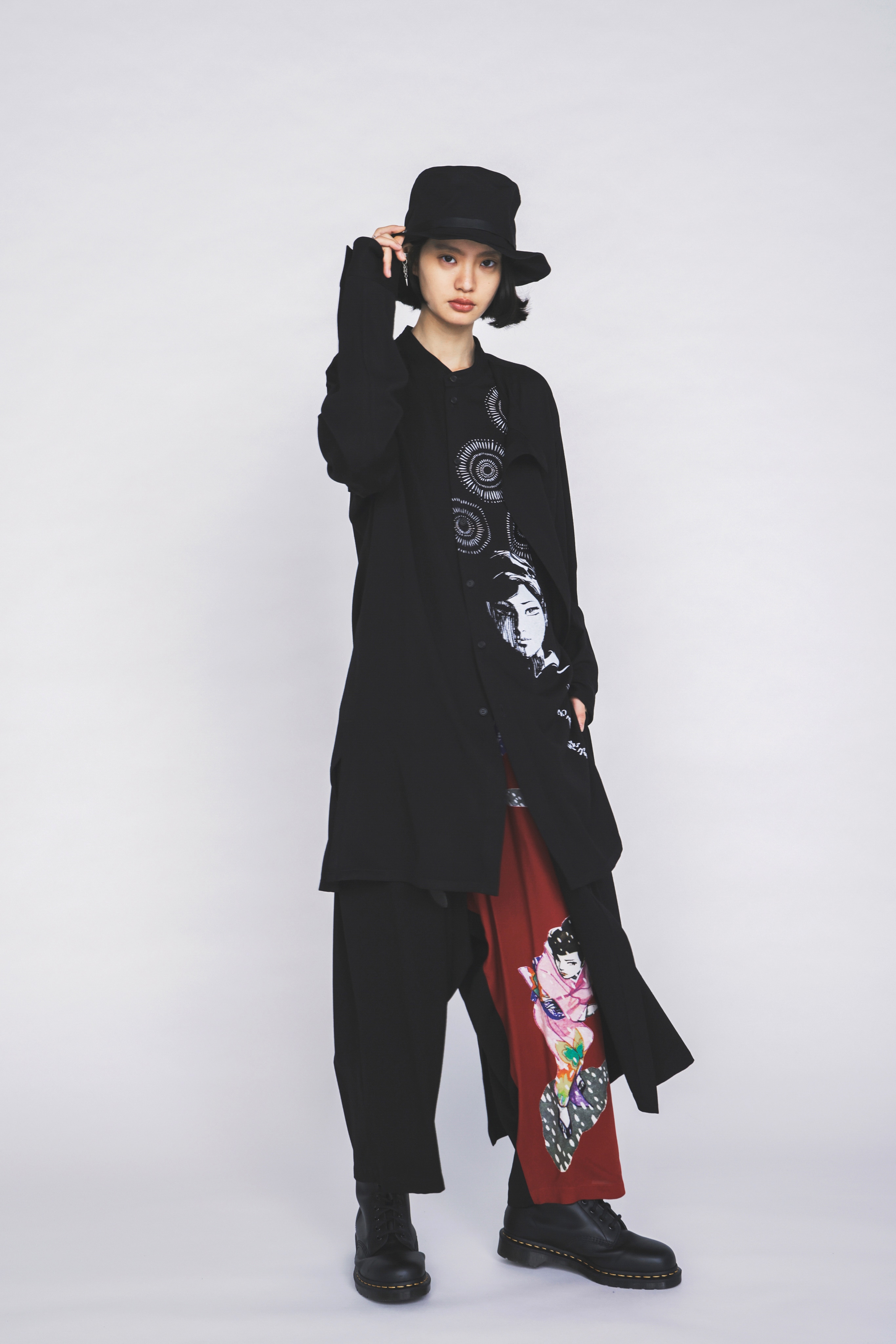 【3/19 12:00 Release】S'YTE X KAZUO KAMIMURA-LADY SNOWBLOOD PRINT LAYERED-FRONT SHIRT