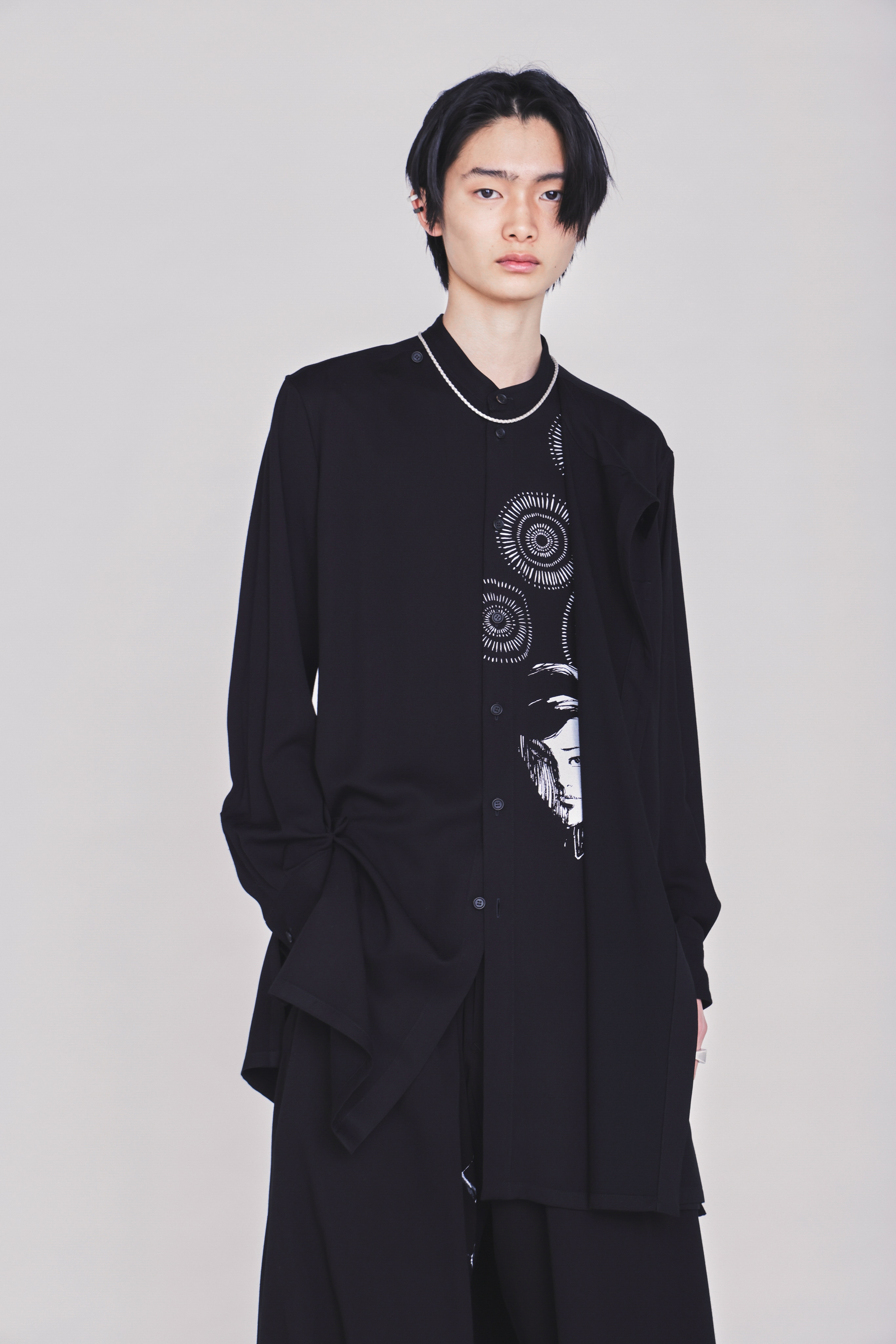 【3/19 12:00 Release】S'YTE X KAZUO KAMIMURA-LADY SNOWBLOOD PRINT LAYERED-FRONT SHIRT