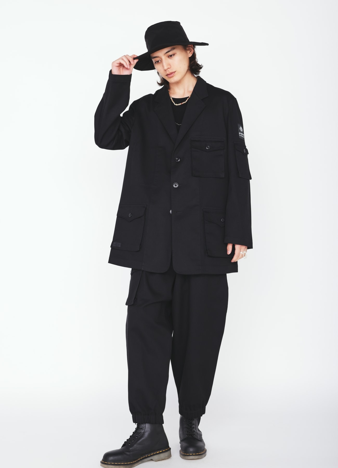 S'YTE × DICKIES-ASYMMETRIC FLAP-POCKET TAPERED PANTS