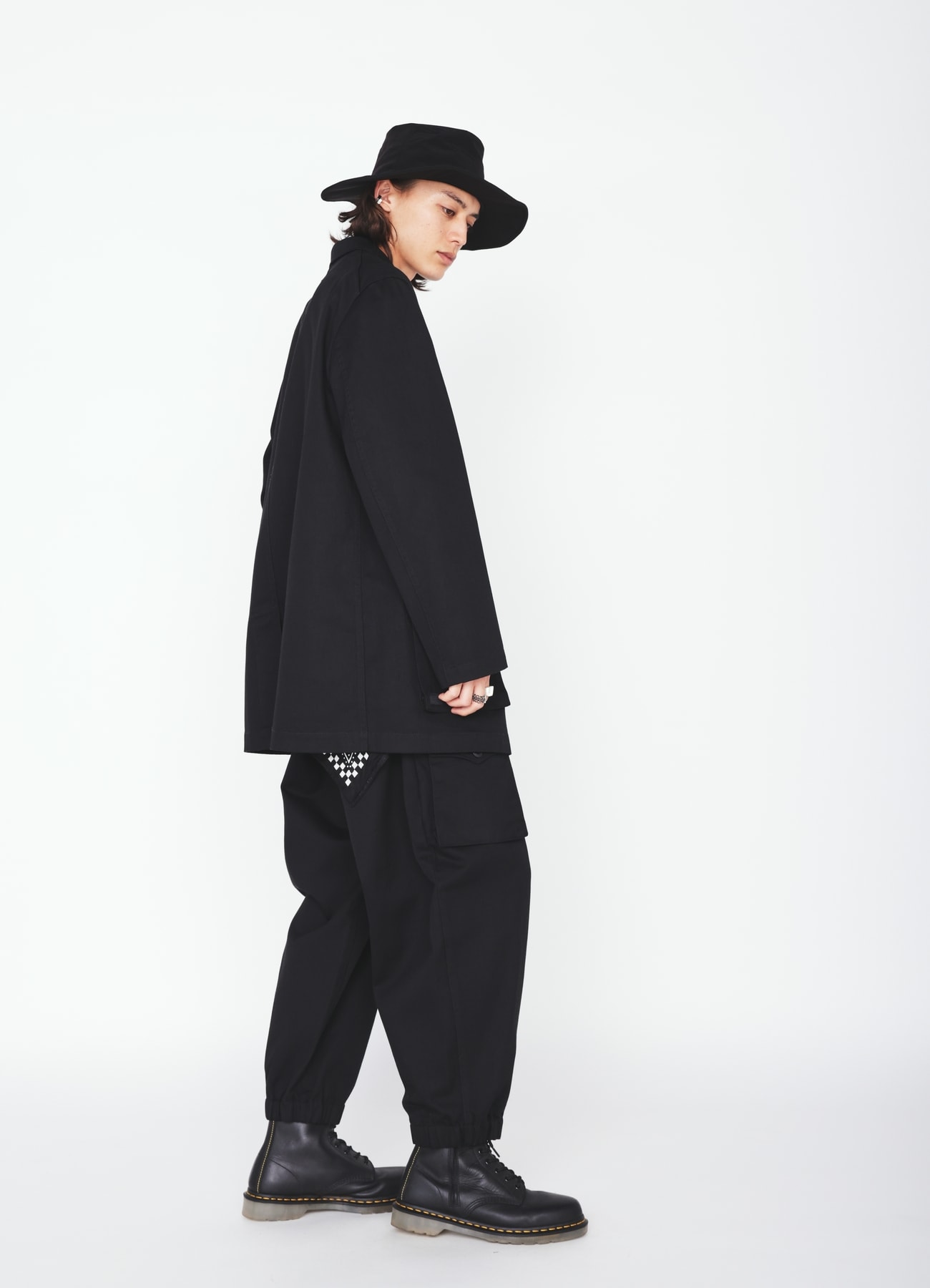 S'YTE × DICKIES-ASYMMETRIC FLAP-POCKET TAPERED PANTS
