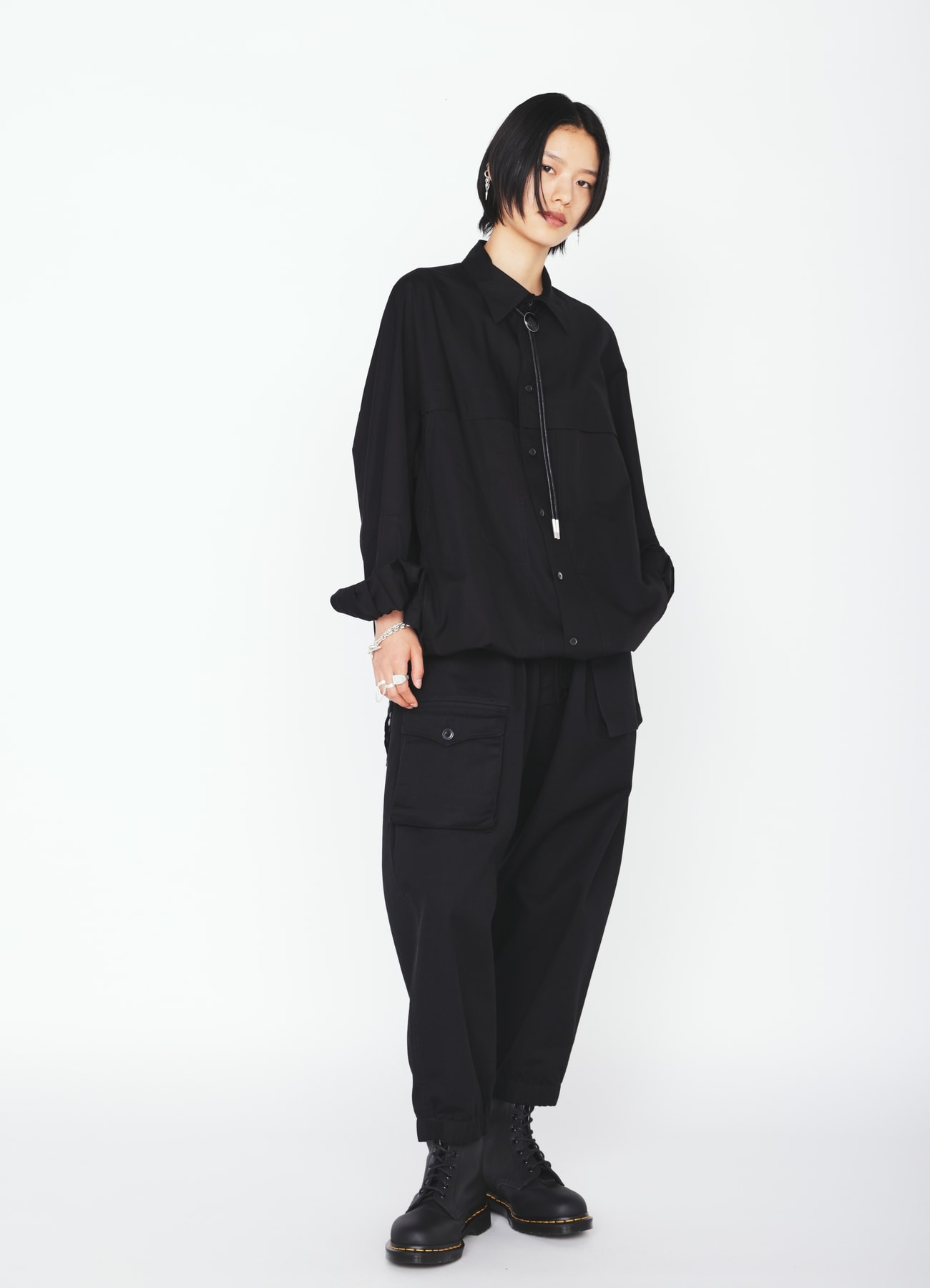 S'YTE × DICKIES-ASYMMETRIC FLAP-POCKET TAPERED PANTS