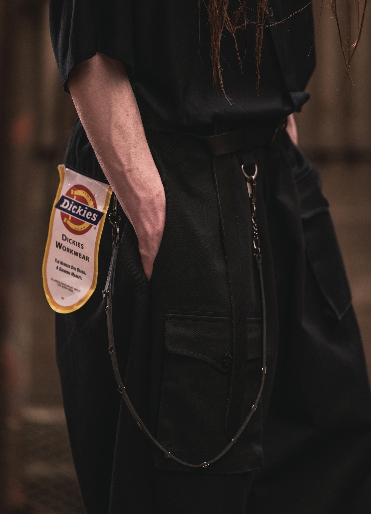 S'YTE × DICKIES-ASYMMETRIC FLAP-POCKET TAPERED PANTS