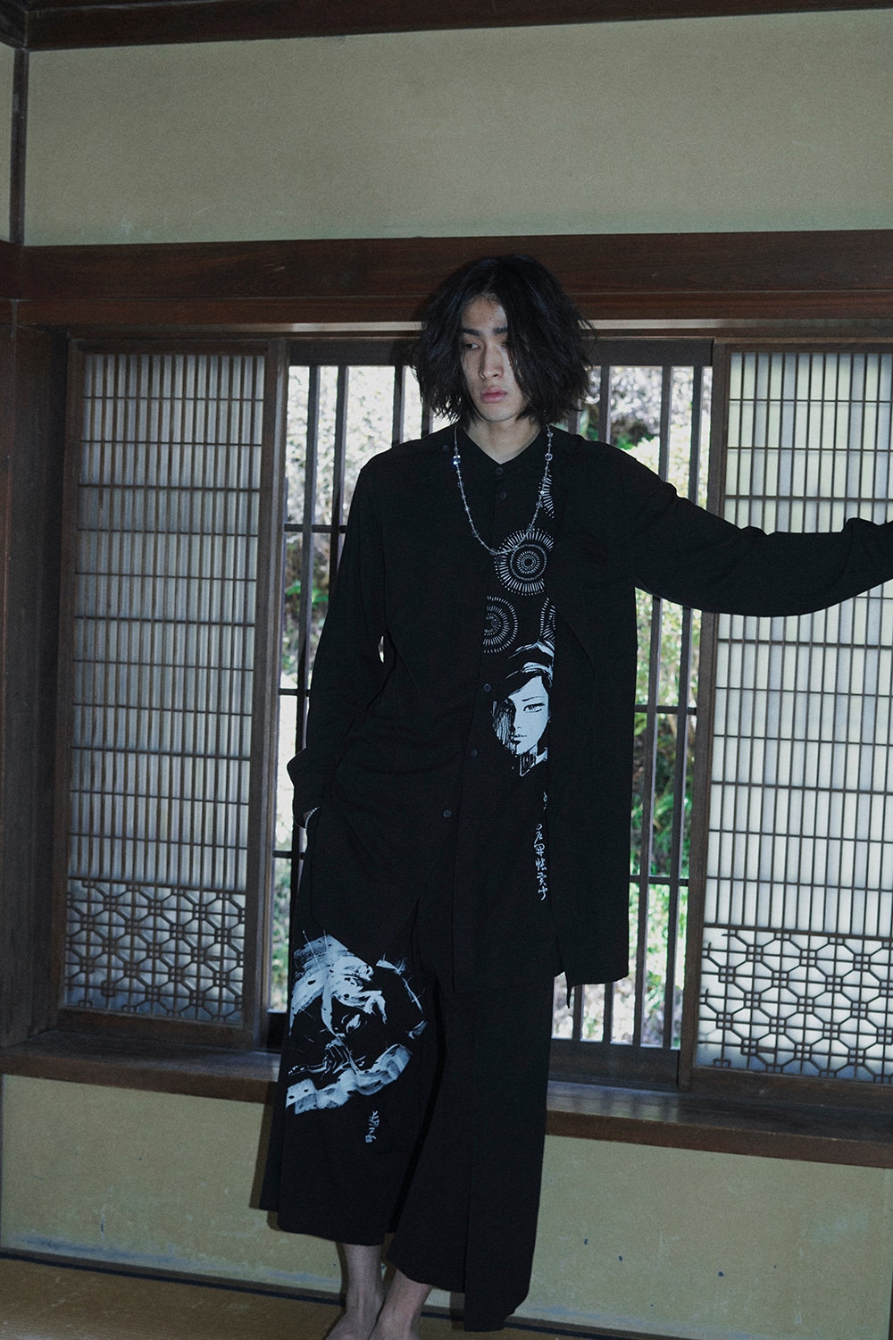 【3/19 12:00 Release】S'YTE X KAZUO KAMIMURA-LADY SNOWBLOOD PRINT DOUBLE-LAYER PANTS
