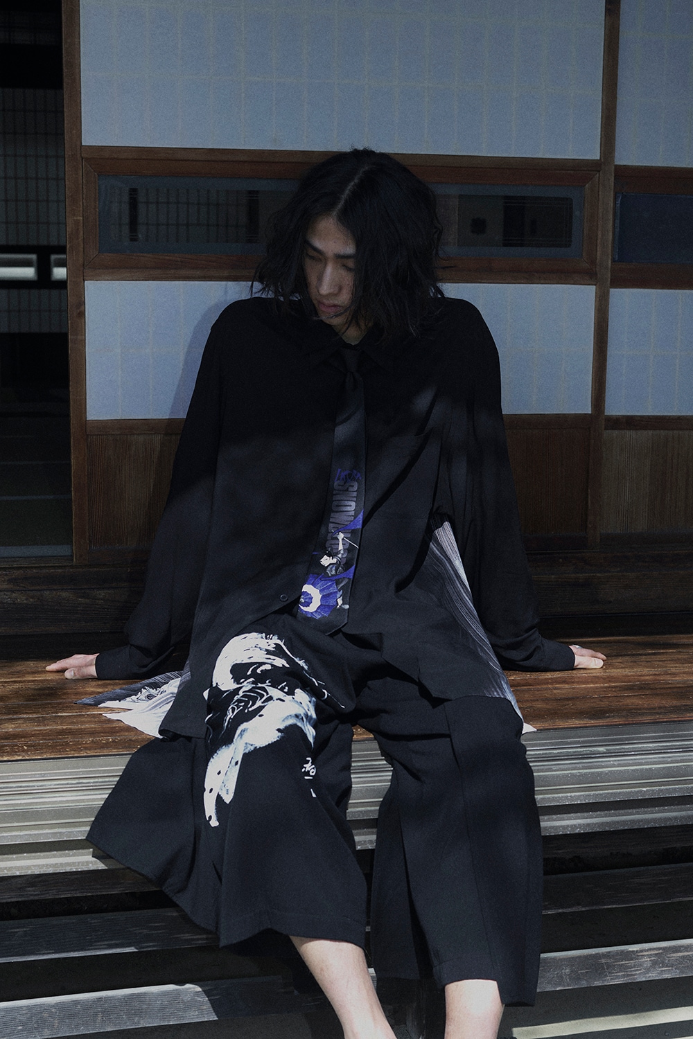 【3/19 12:00 Release】S'YTE X KAZUO KAMIMURA-LADY SNOWBLOOD PRINT DOUBLE-LAYER PANTS