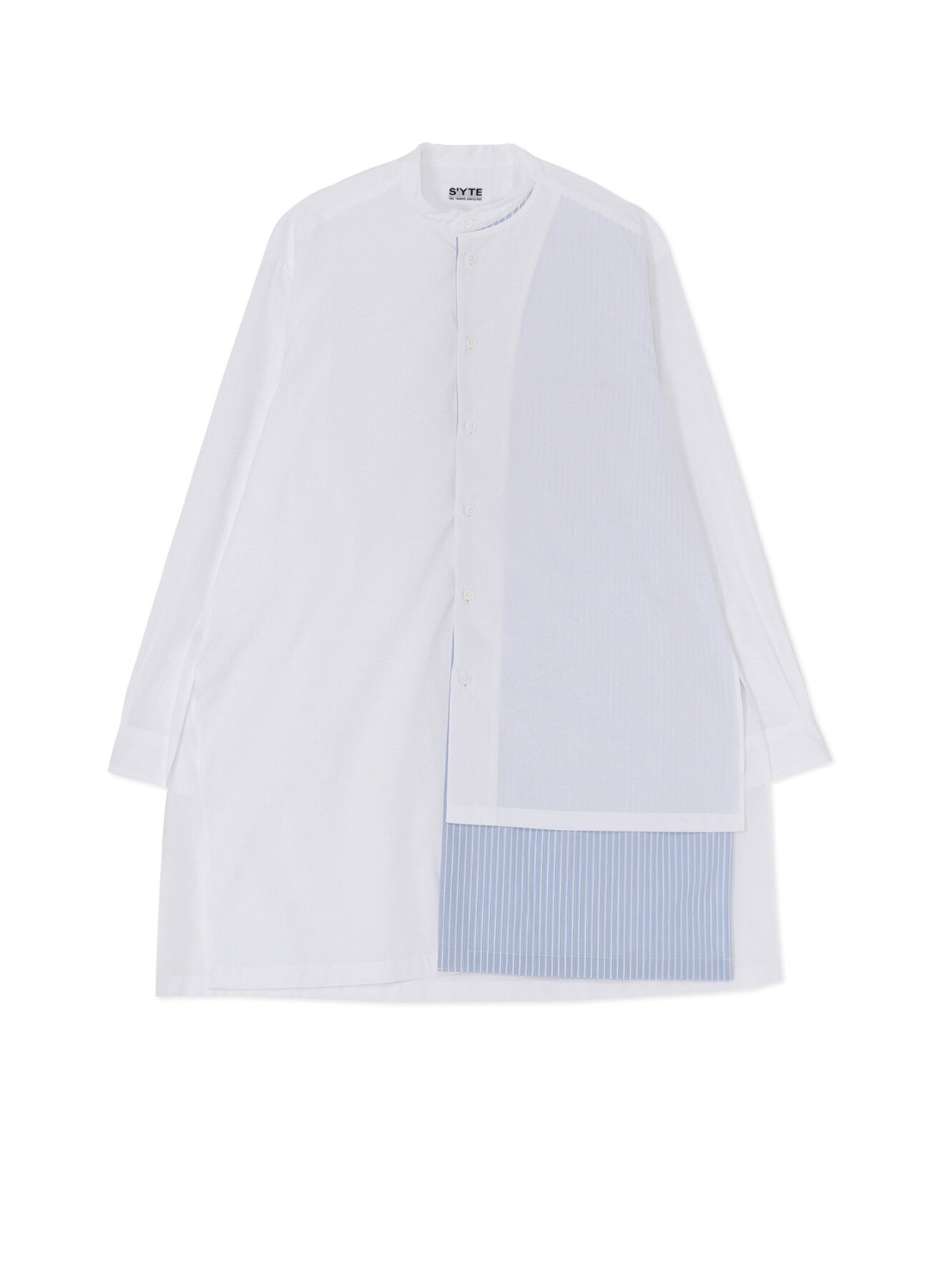 COTTON BROAD CLOTH LONG SHIRT WITH OVERLAPPING LEFT BODY