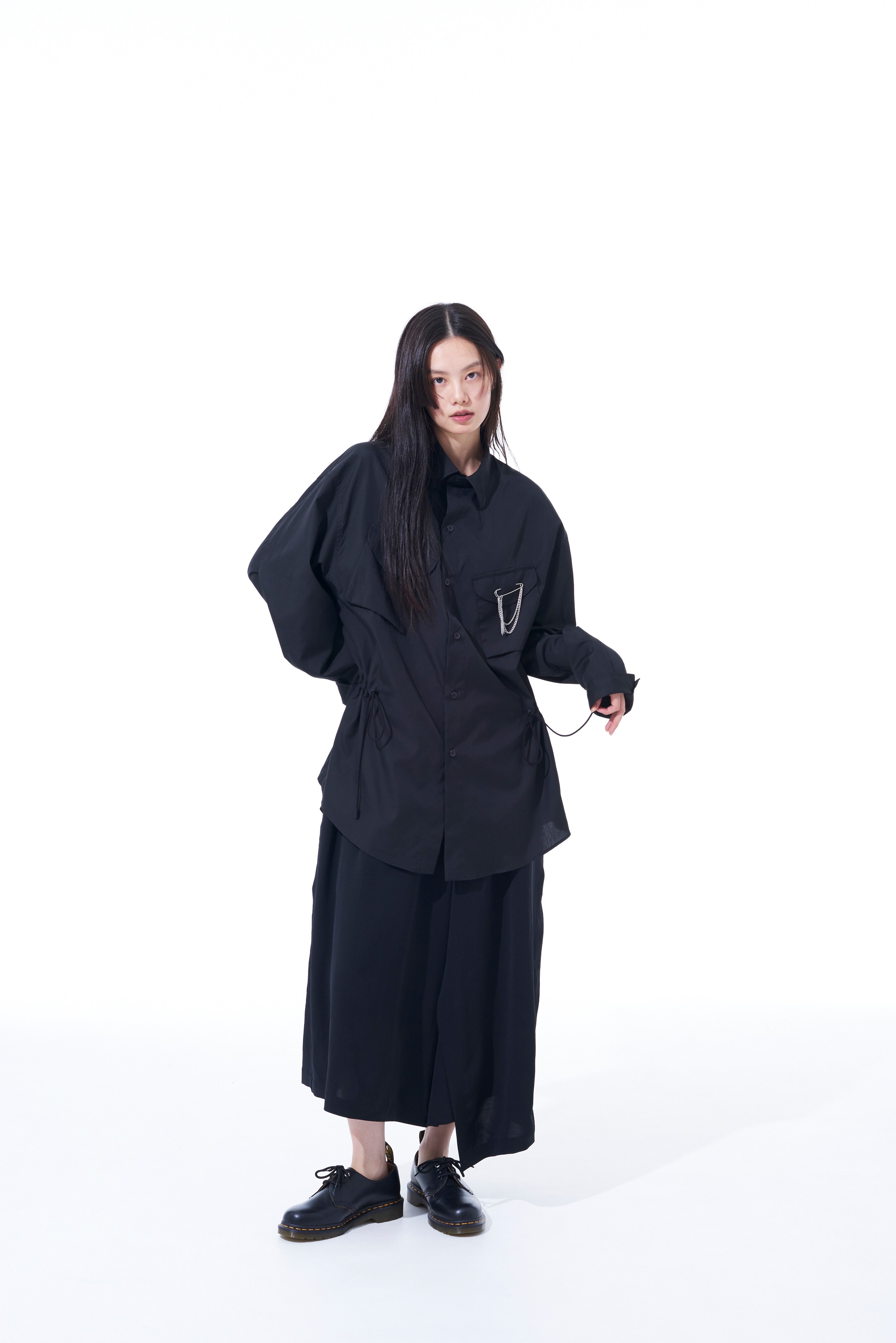 COTTON BROAD CLOTH MODS COAT-INSPIRED SHIRT(M Black): S'YTE｜THE