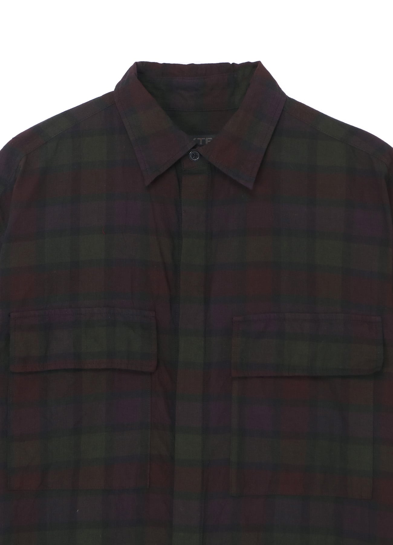 INDIAN MADRAS CHECK TIE-DIE HALF-SLEEVE BIG SHIRT WITH FLAP POCKETS