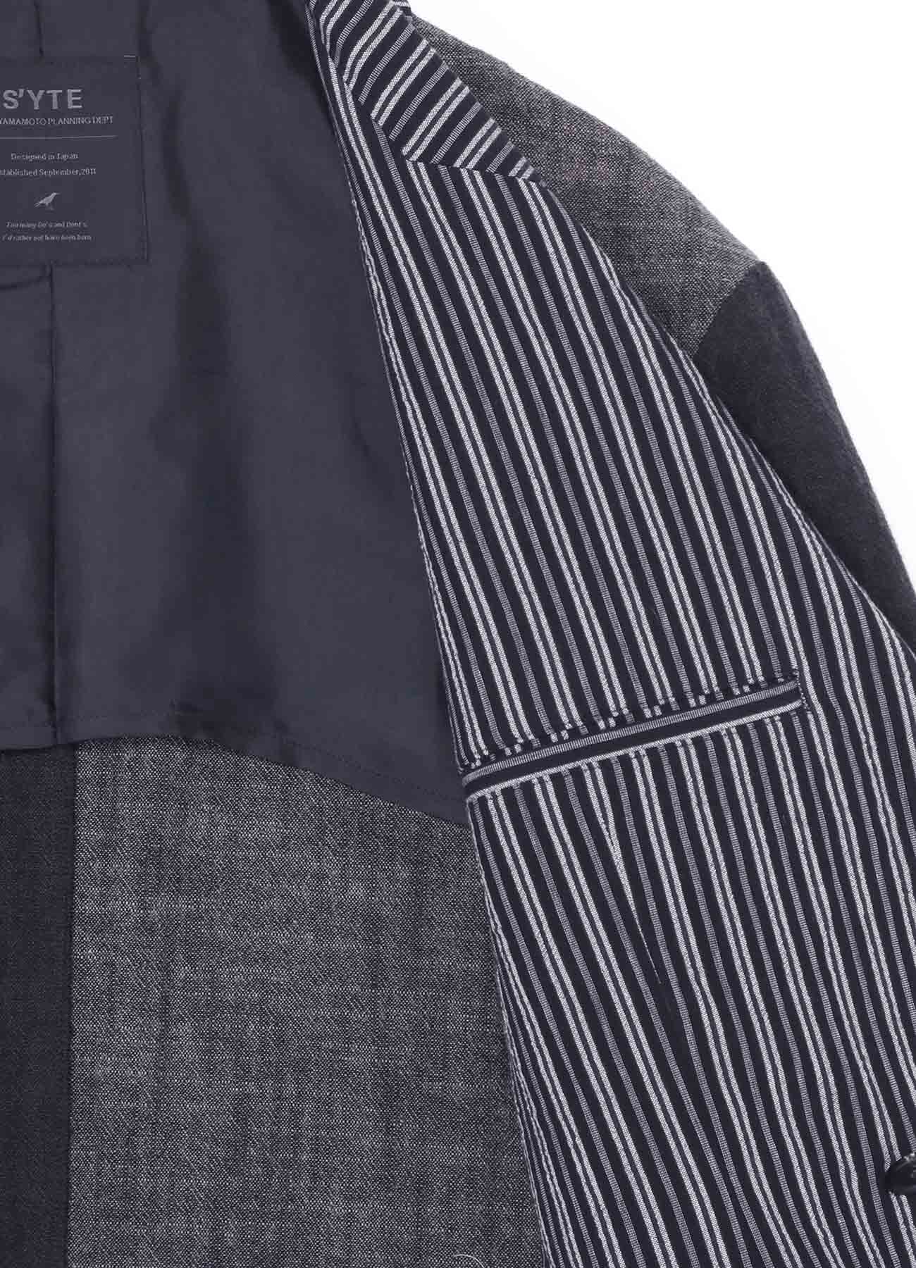Slub Washer + Stripe Ripple Left Front Stacked Peaked Jacket