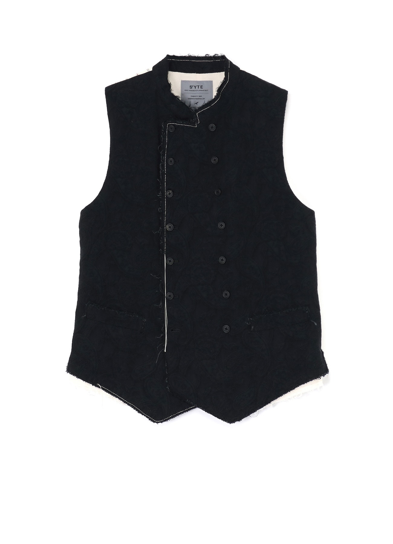 PAISLEY PATTERN JACQUARD CUT-OUT DESIGN DOUBLE-BREASTED VEST