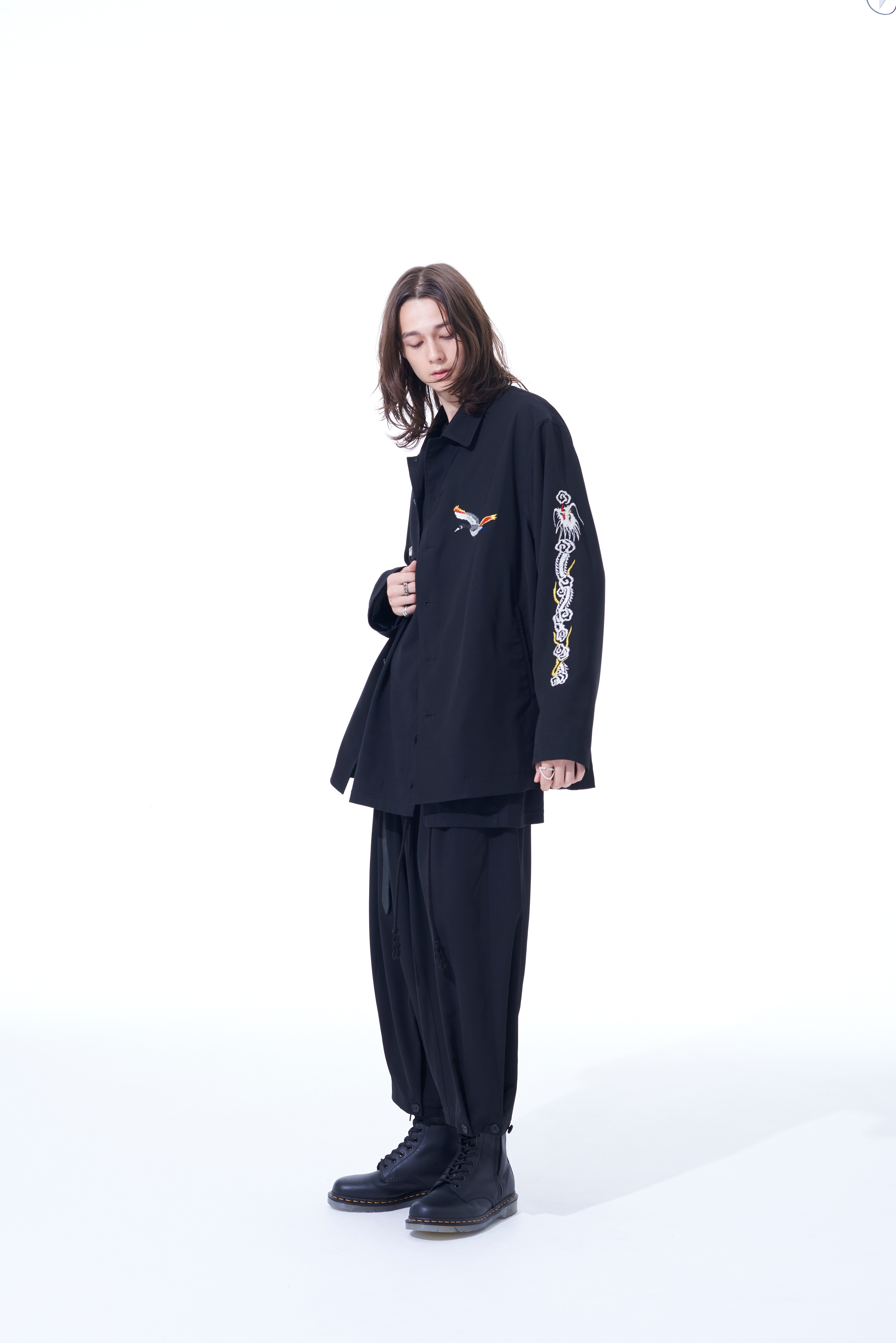 POLYESTER GABARDINE EMBROIDERED COACH JACKET(M Black): S'YTE｜THE