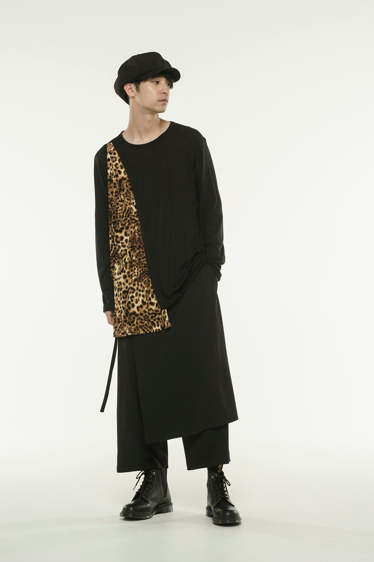 AC/WOOL PE/VELOR LEOPARD ASYMMETRY DRAPE T