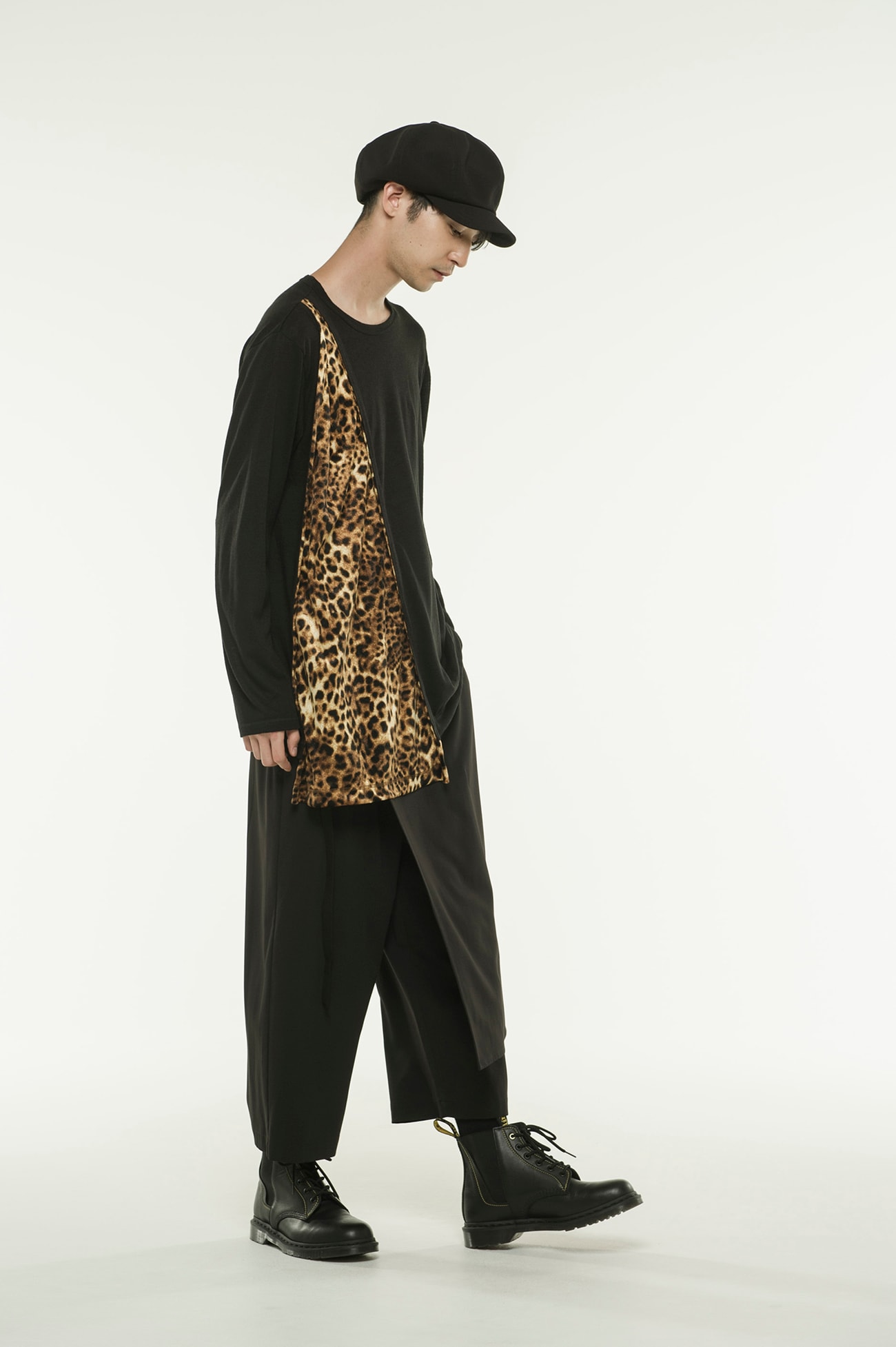 AC/WOOL PE/VELOR LEOPARD ASYMMETRY DRAPE T