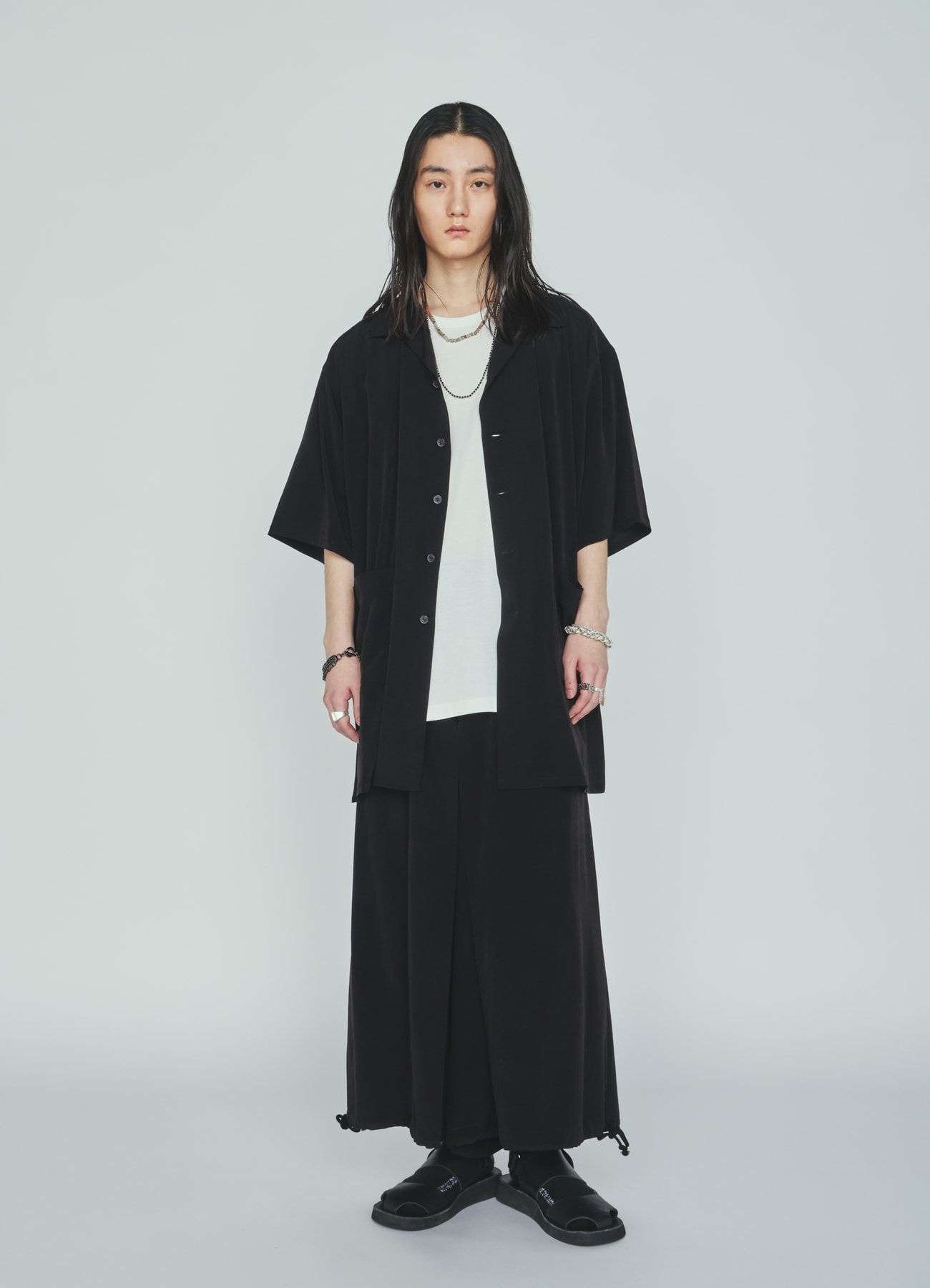 CREPE de CHINE BIG POCKET OPEN COLLAR SHIRTS