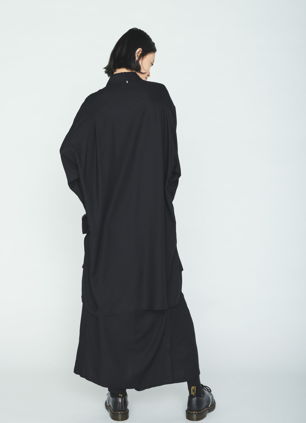 RAYON TWILL LAYERED-COLLAR SHIRT