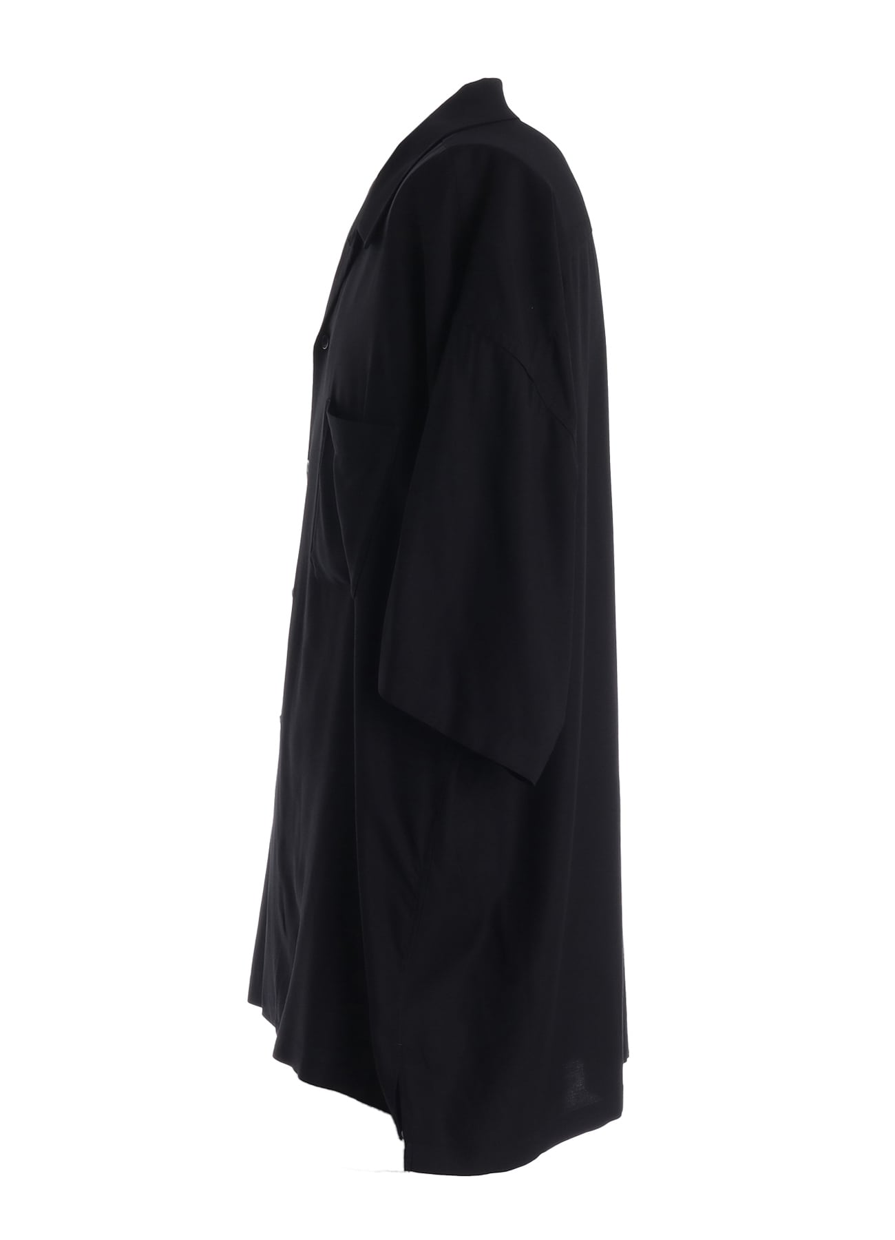 RAYON TWILL SHORT-SLEEVE OPEN COLLAR SHIRT