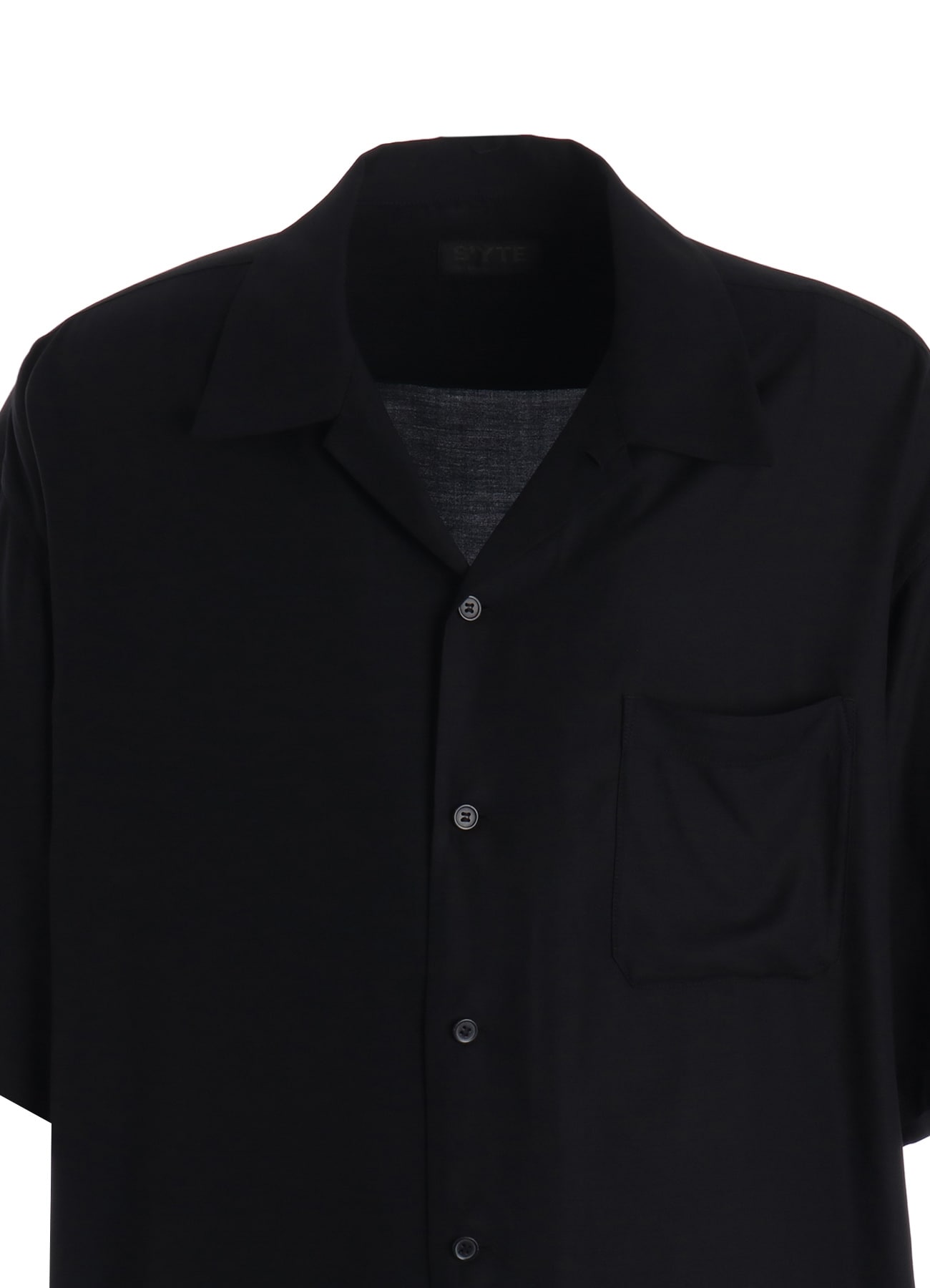 RAYON TWILL SHORT-SLEEVE OPEN COLLAR SHIRT