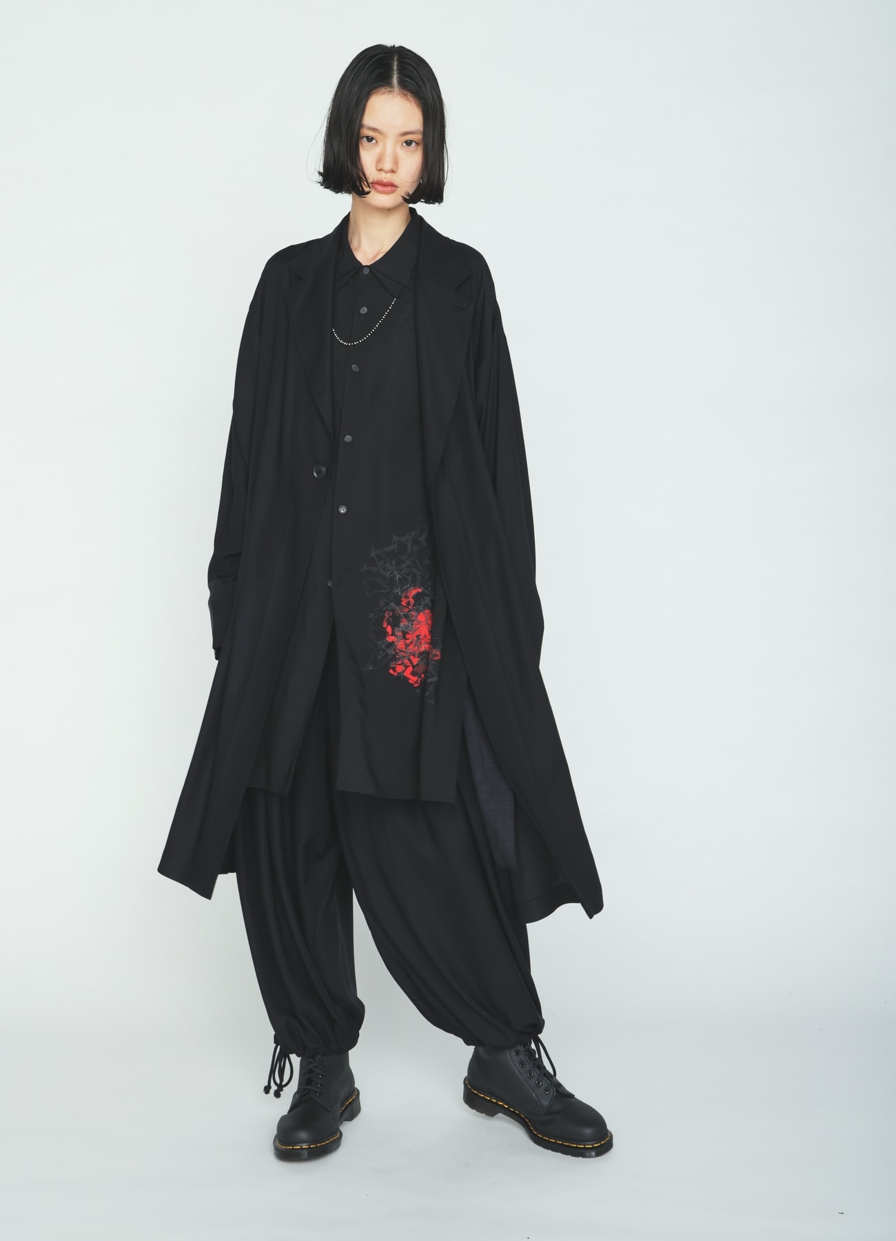 RAYON TWILL ONE-BUTTON LONG COAT