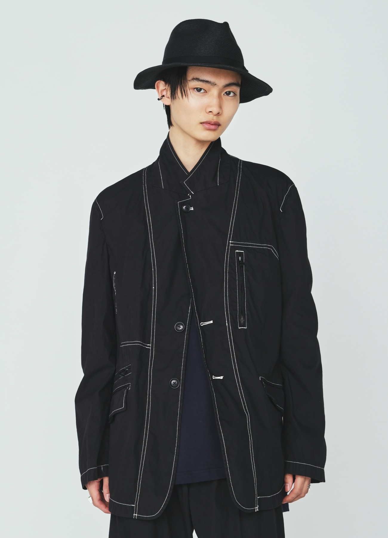 COTTON/NYLON WEATHER CLOTH ZIP-POCKET JACKET