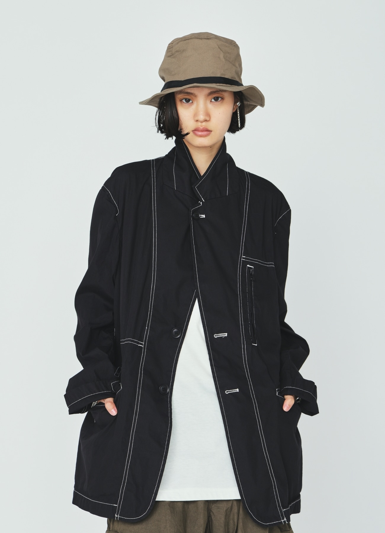 COTTON/NYLON WEATHER CLOTH ZIP-POCKET JACKET