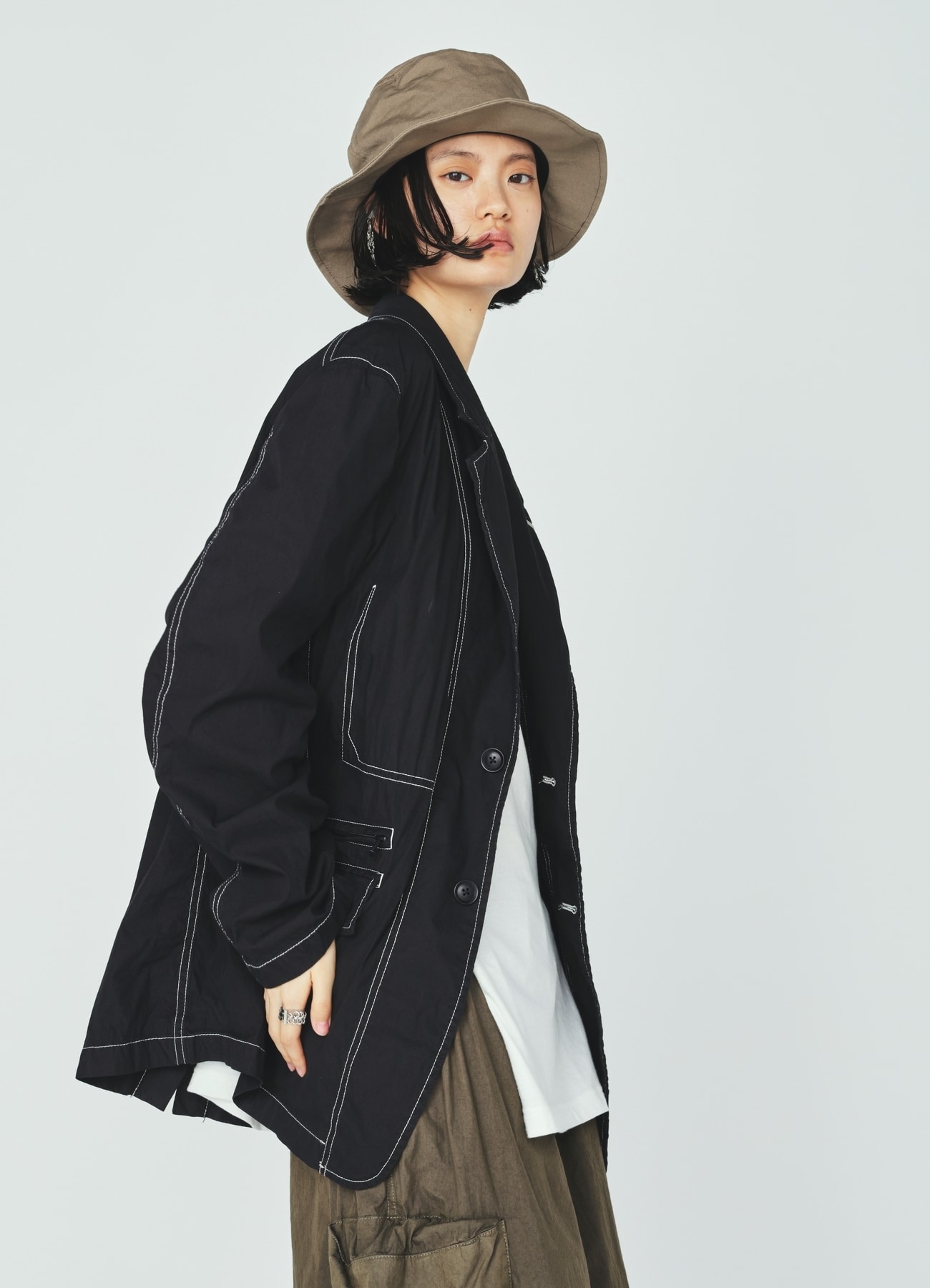 COTTON/NYLON WEATHER CLOTH ZIP-POCKET JACKET