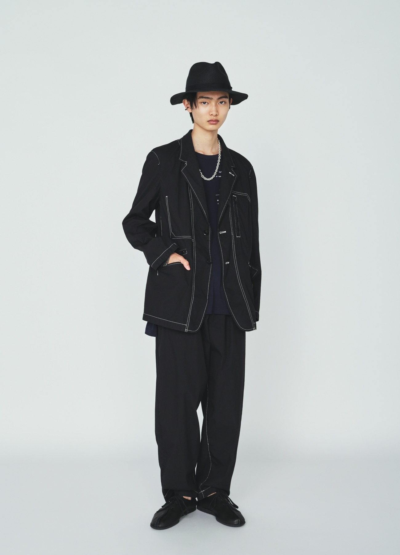 COTTON/NYLON WEATHER CLOTH ZIP-POCKET JACKET