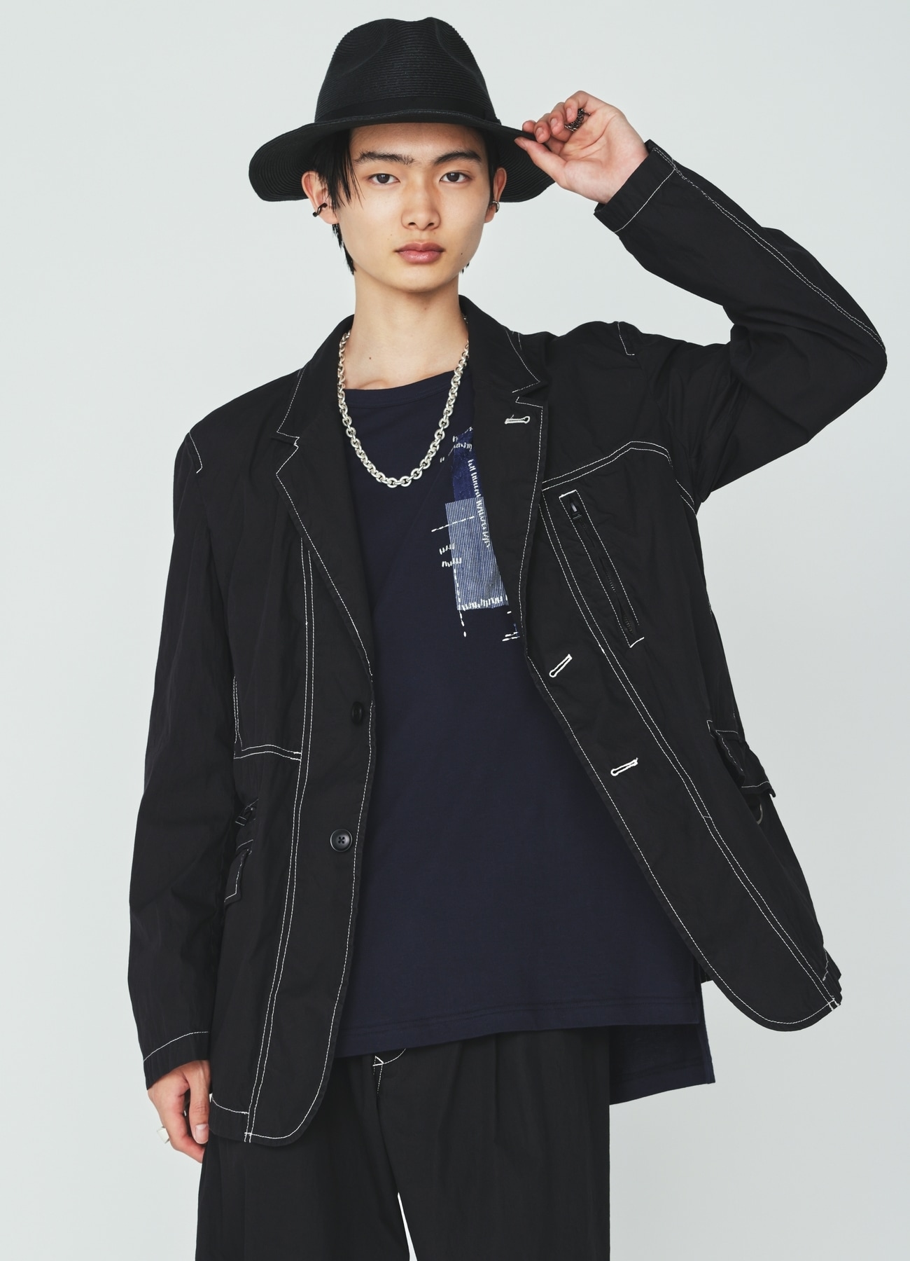 COTTON/NYLON WEATHER CLOTH ZIP-POCKET JACKET