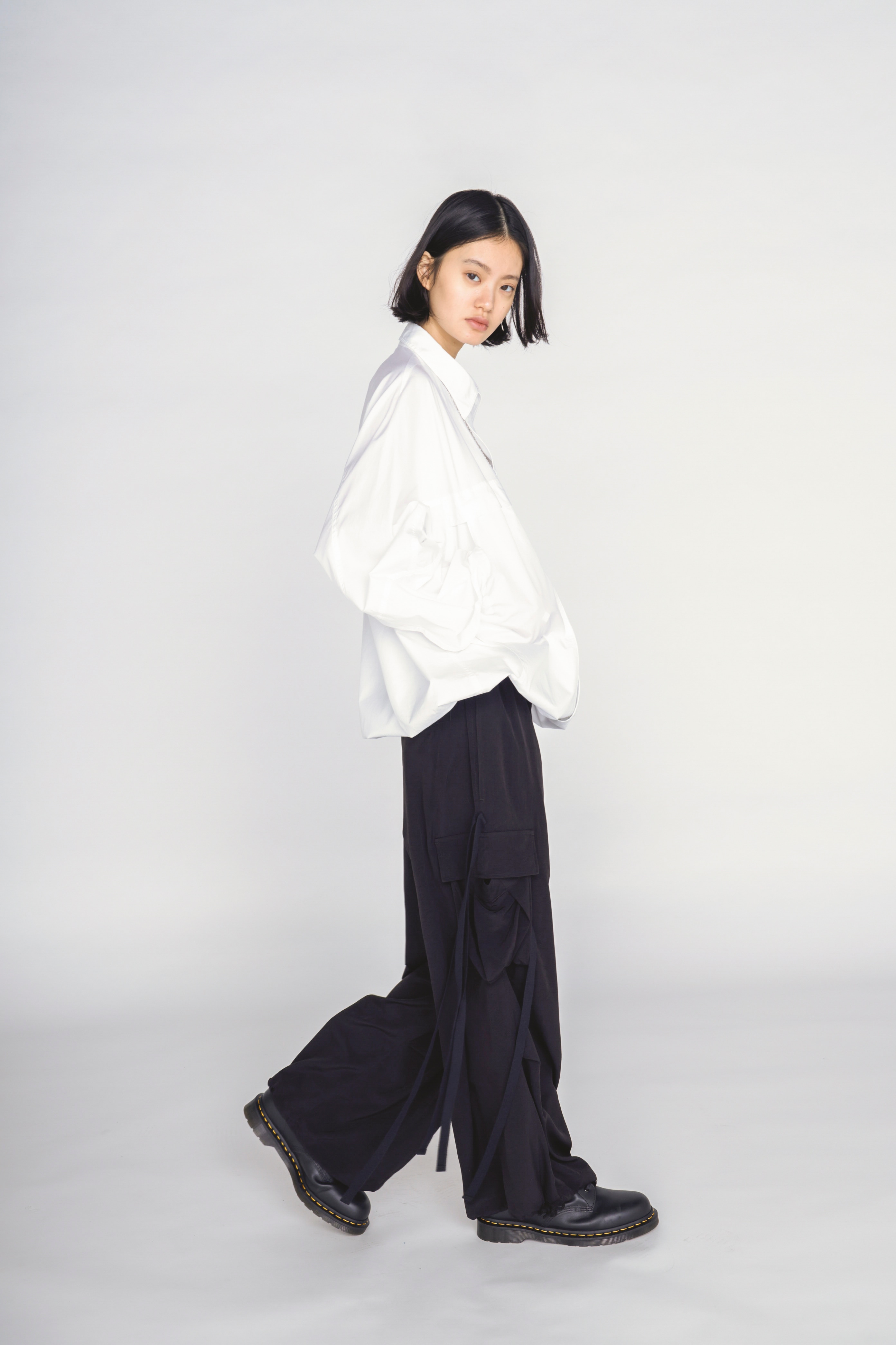 CREPE de CHINE STRAP TECHNO PANTS