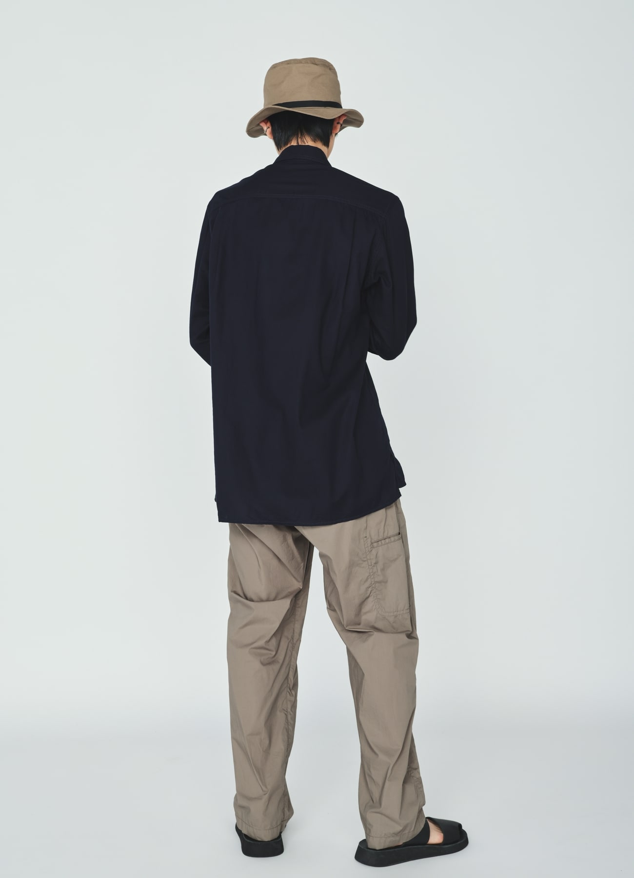 COTTON TYPEWRITER SIDE-POCKET TAPERED PANTS