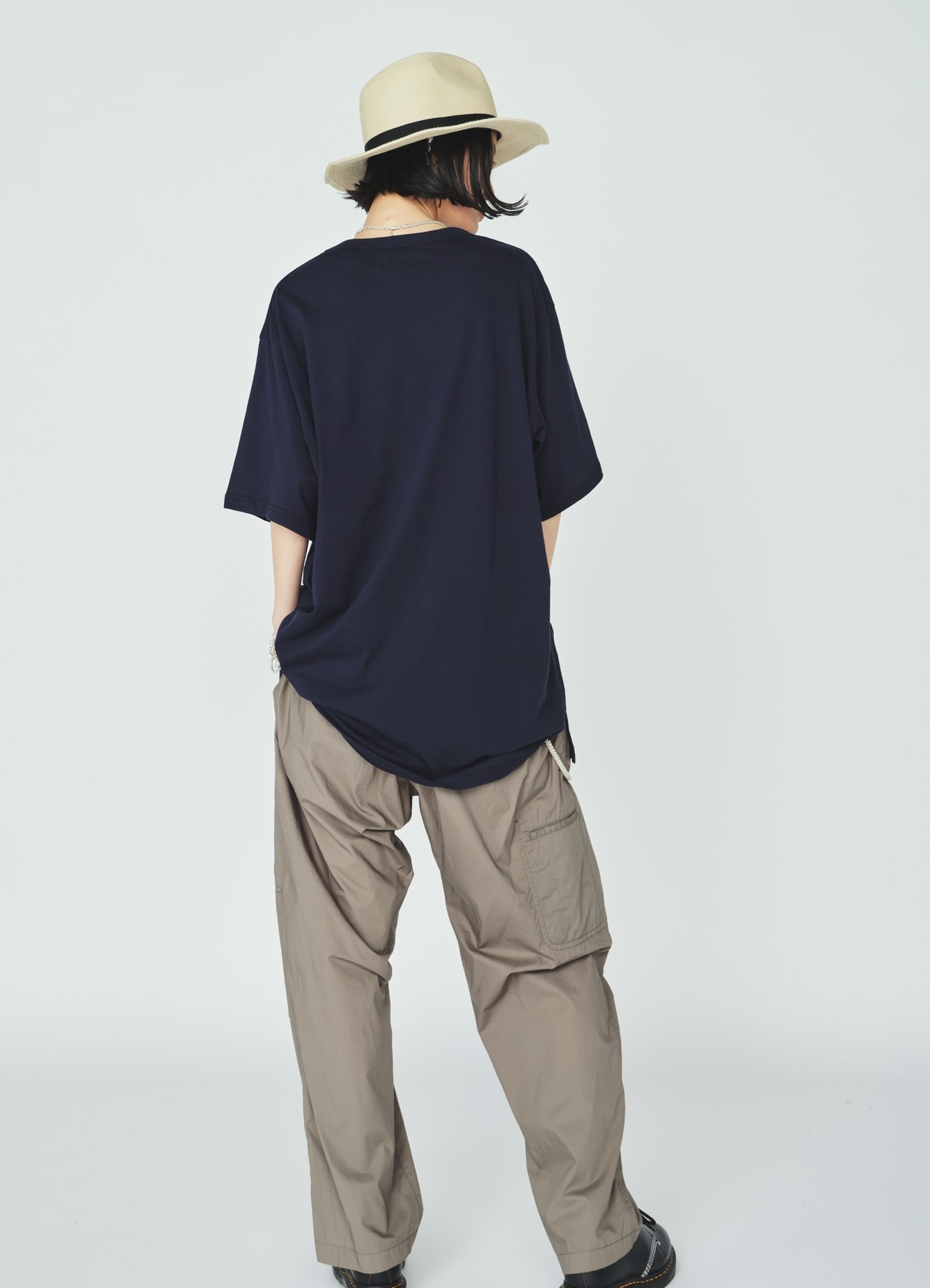 COTTON TYPEWRITER SIDE-POCKET TAPERED PANTS