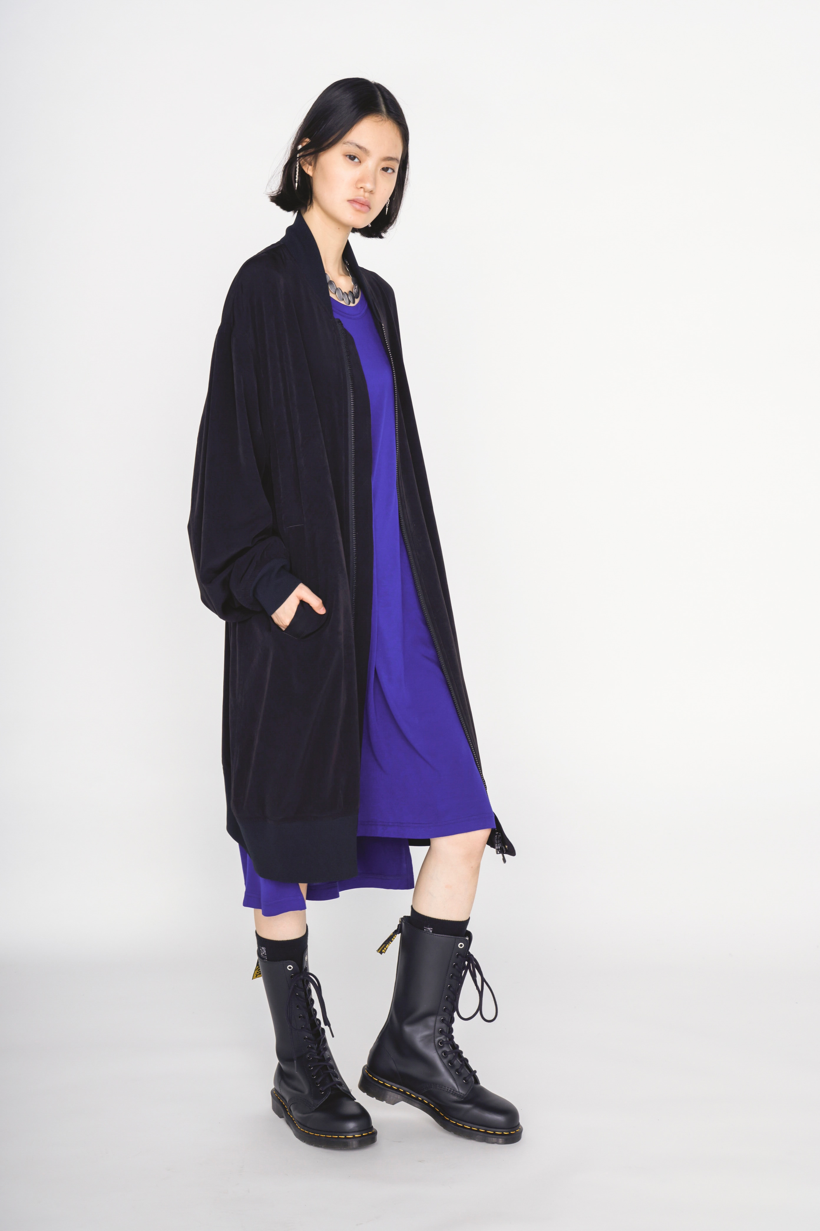 CREPE de CHINE LONG BOMBER JACKET