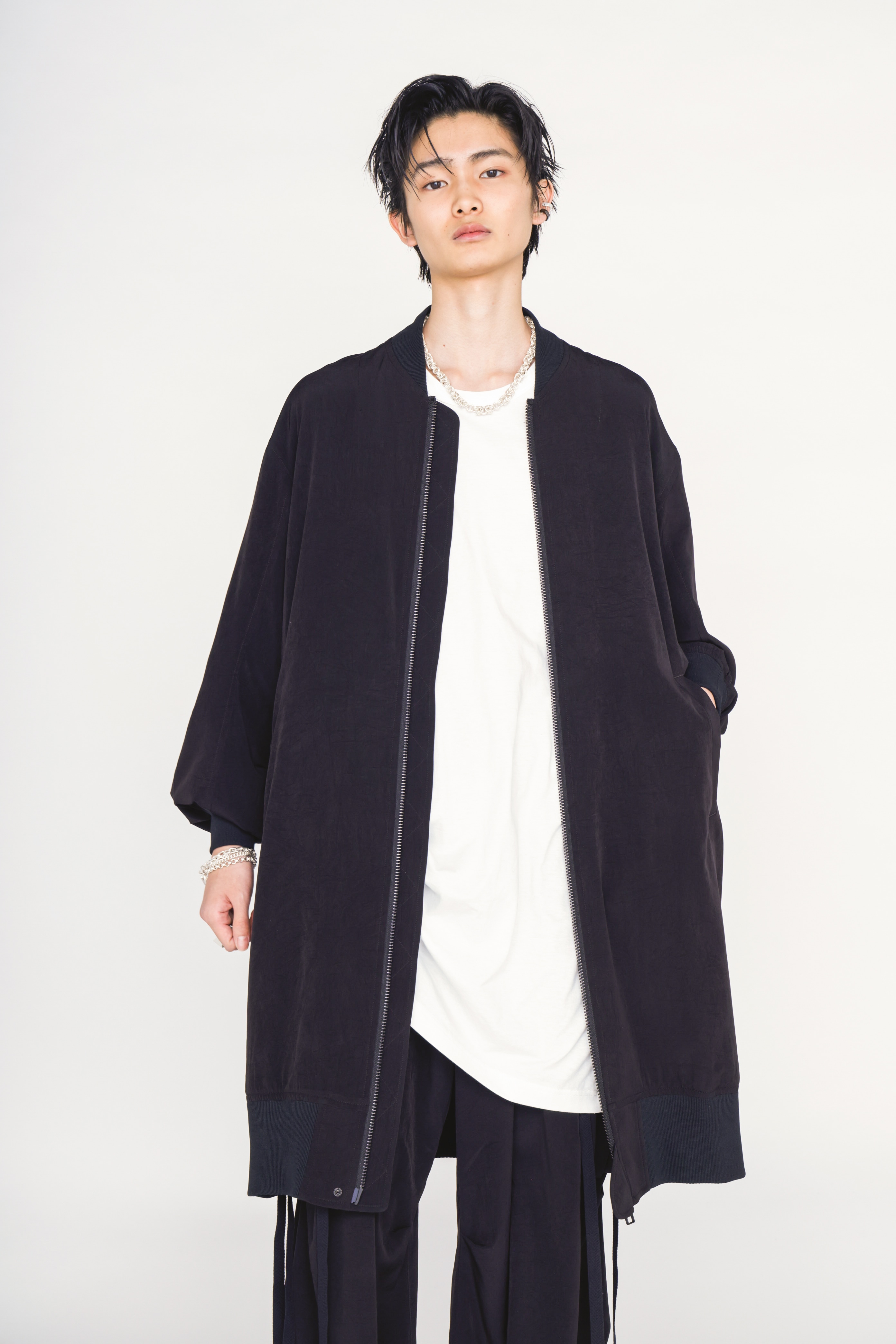 CREPE de CHINE LONG BOMBER JACKET