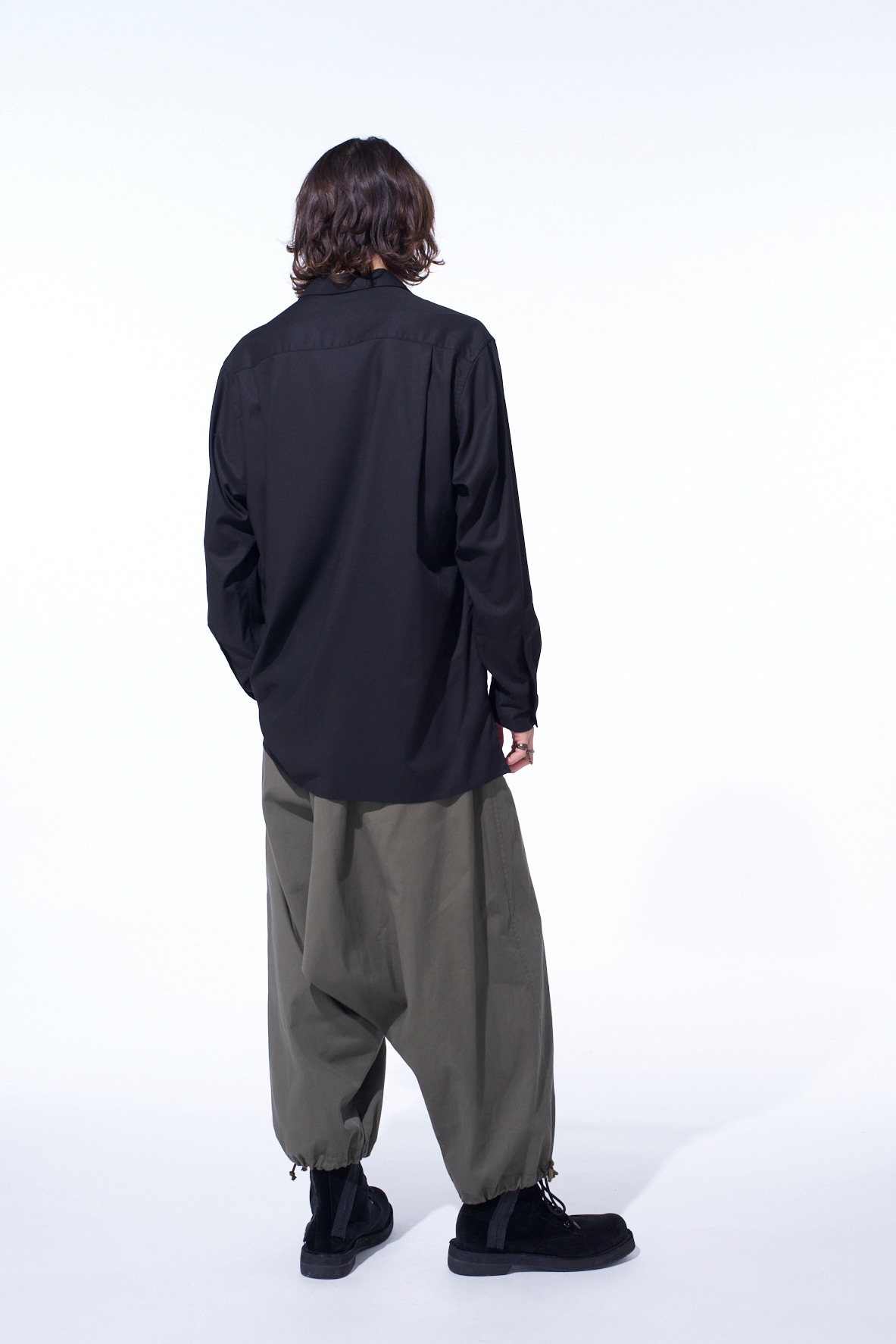 RAYON TWILL OPEN COLLAR SHIRT