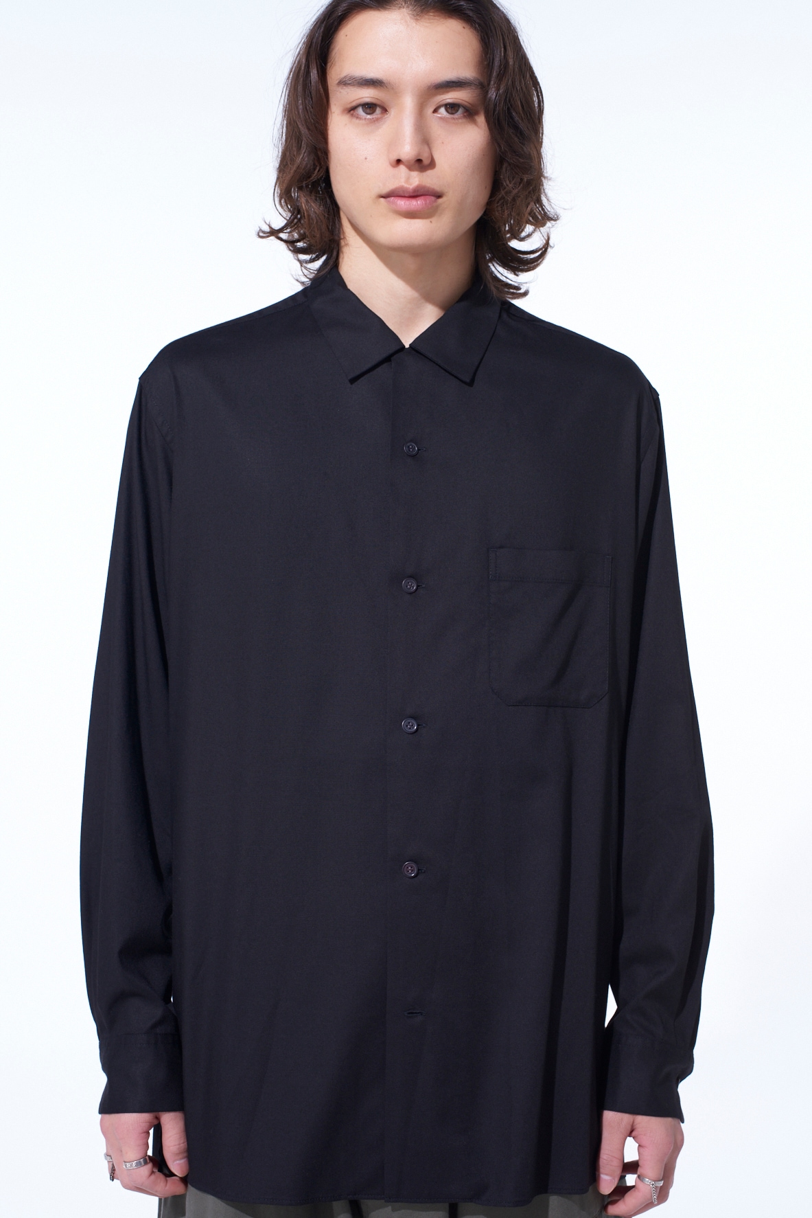 RAYON TWILL OPEN COLLAR SHIRT