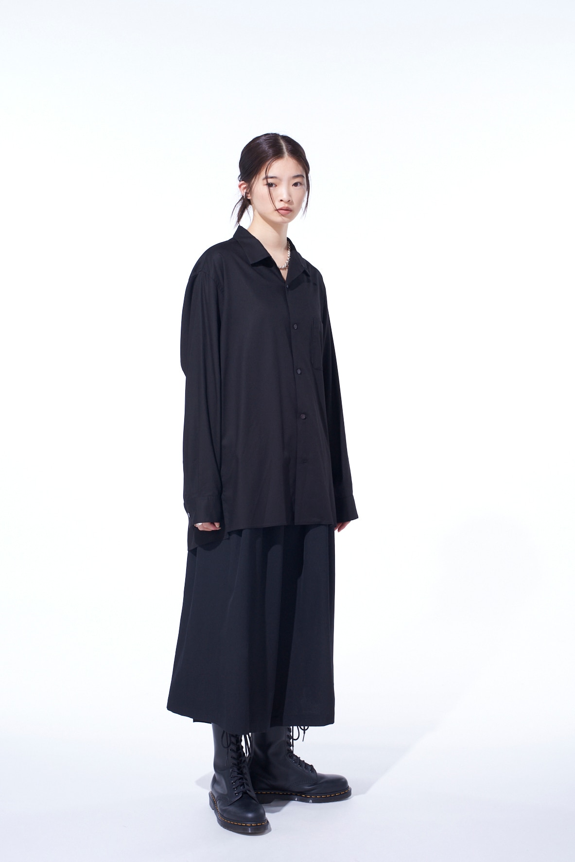 RAYON TWILL OPEN COLLAR SHIRT