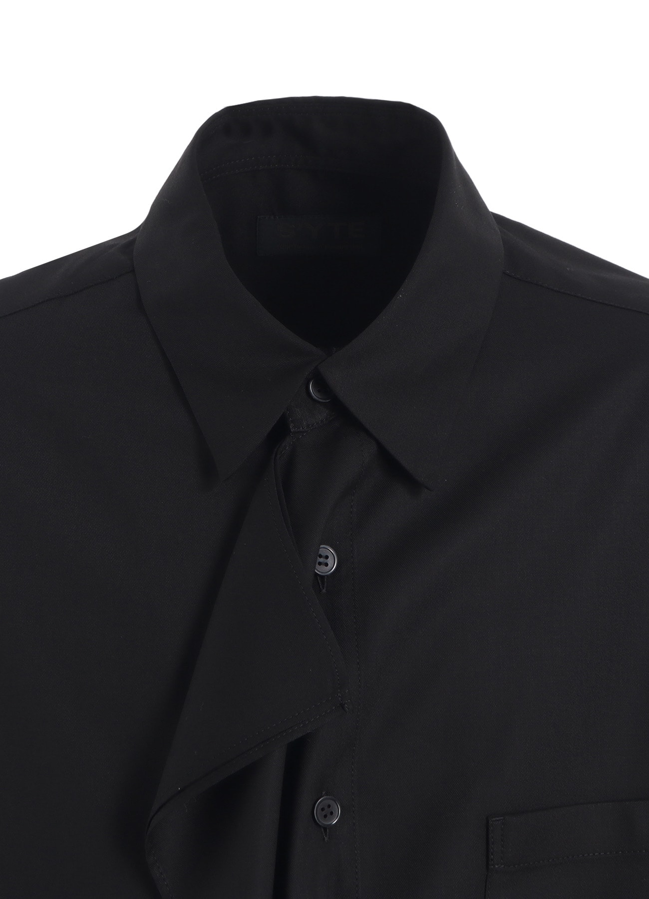 RAYON TWILL DRAPED FRONT SHIRT