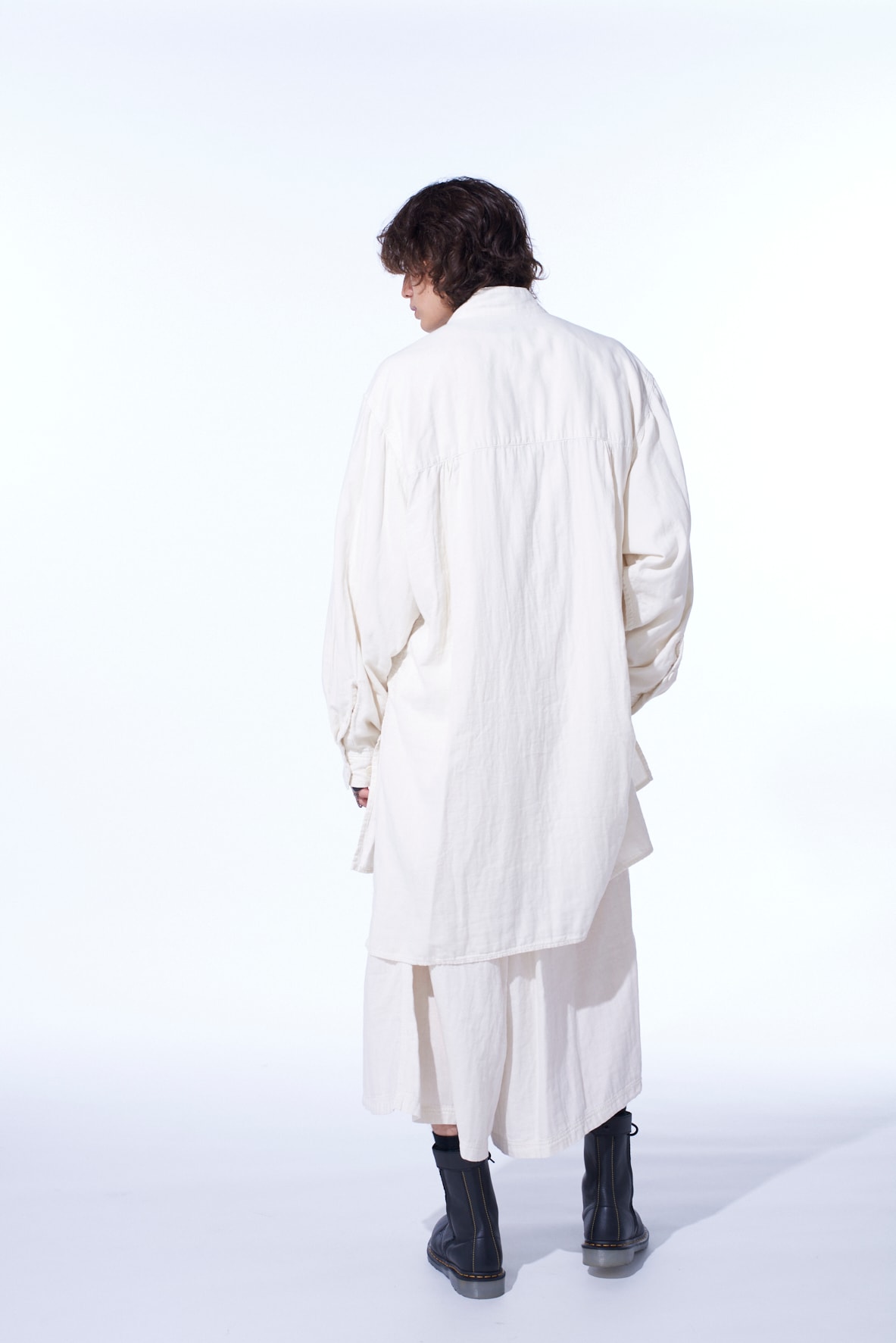 Double Gauze Band Collar Stole Shirt