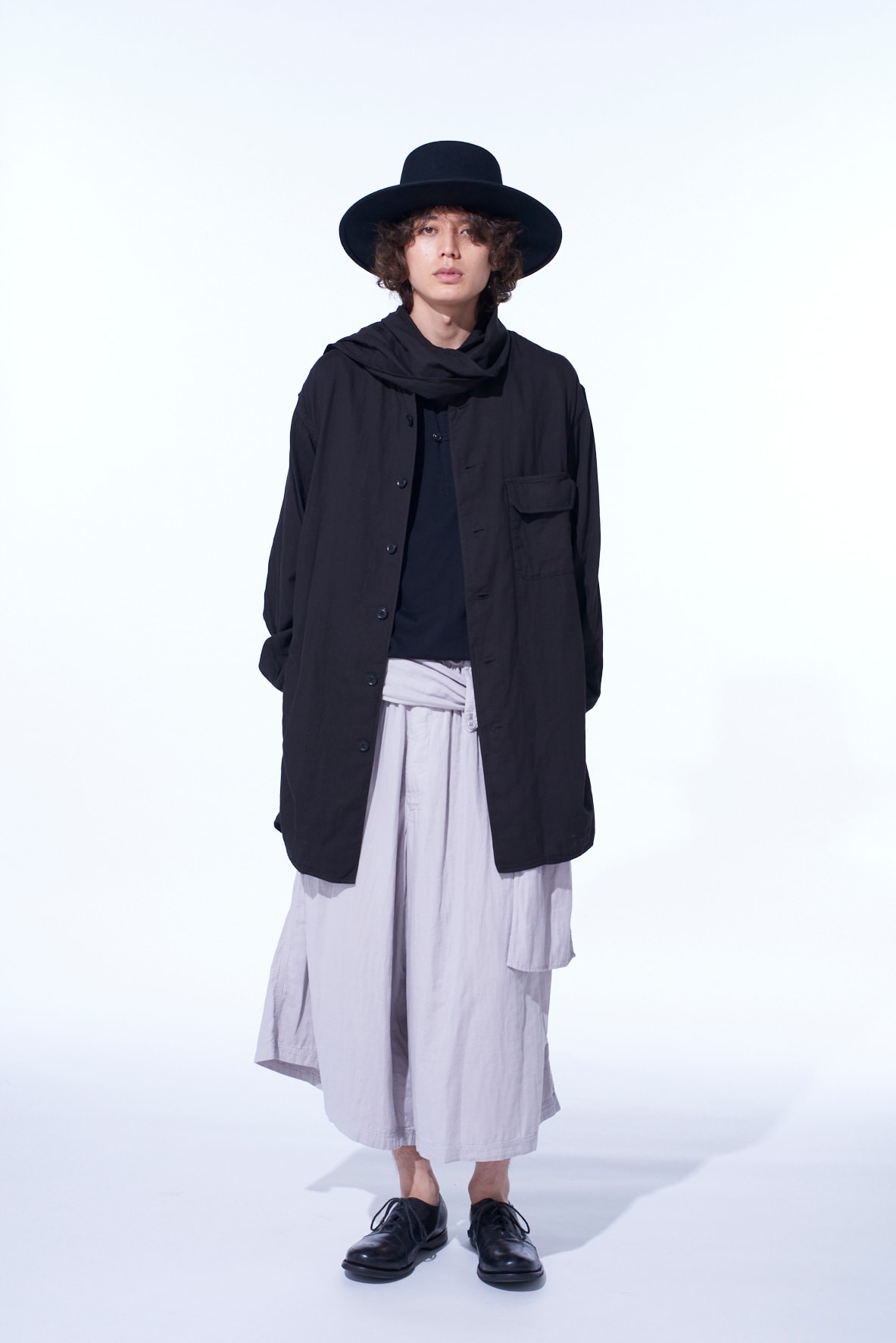 Double Gauze Band Collar Stole Shirt
