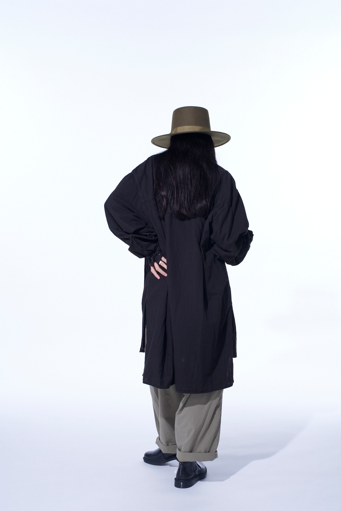 Double Gauze Band Collar Stole Shirt
