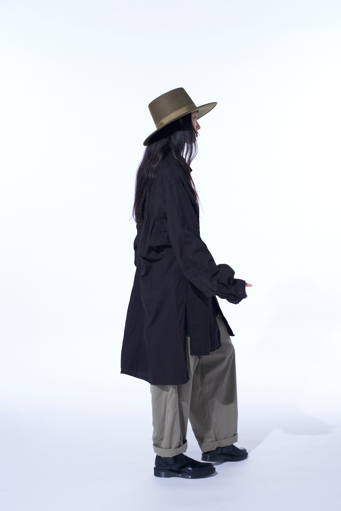 Double Gauze Band Collar Stole Shirt