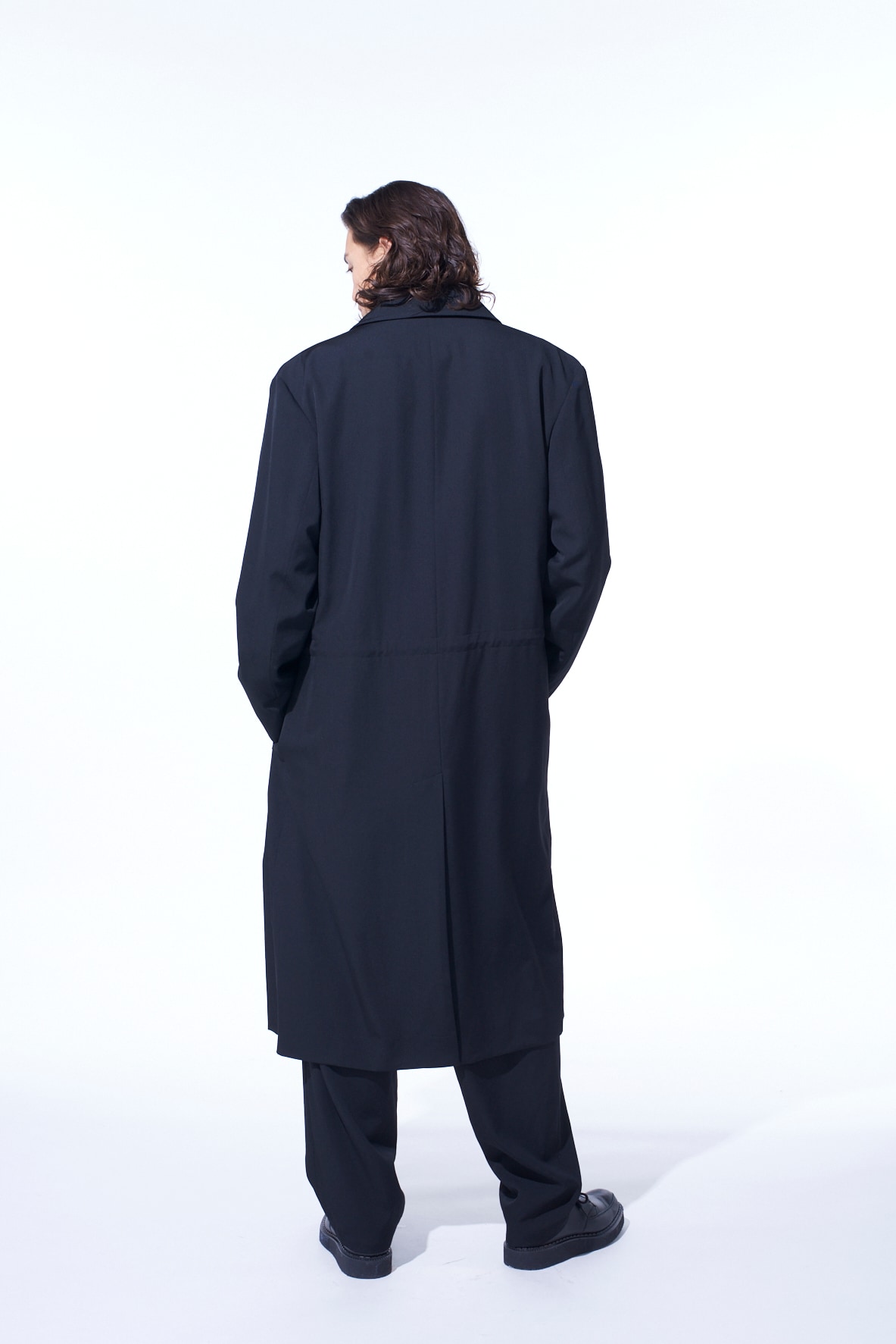 WASHER WOOL GABARDINE STAND COLLAR COAT