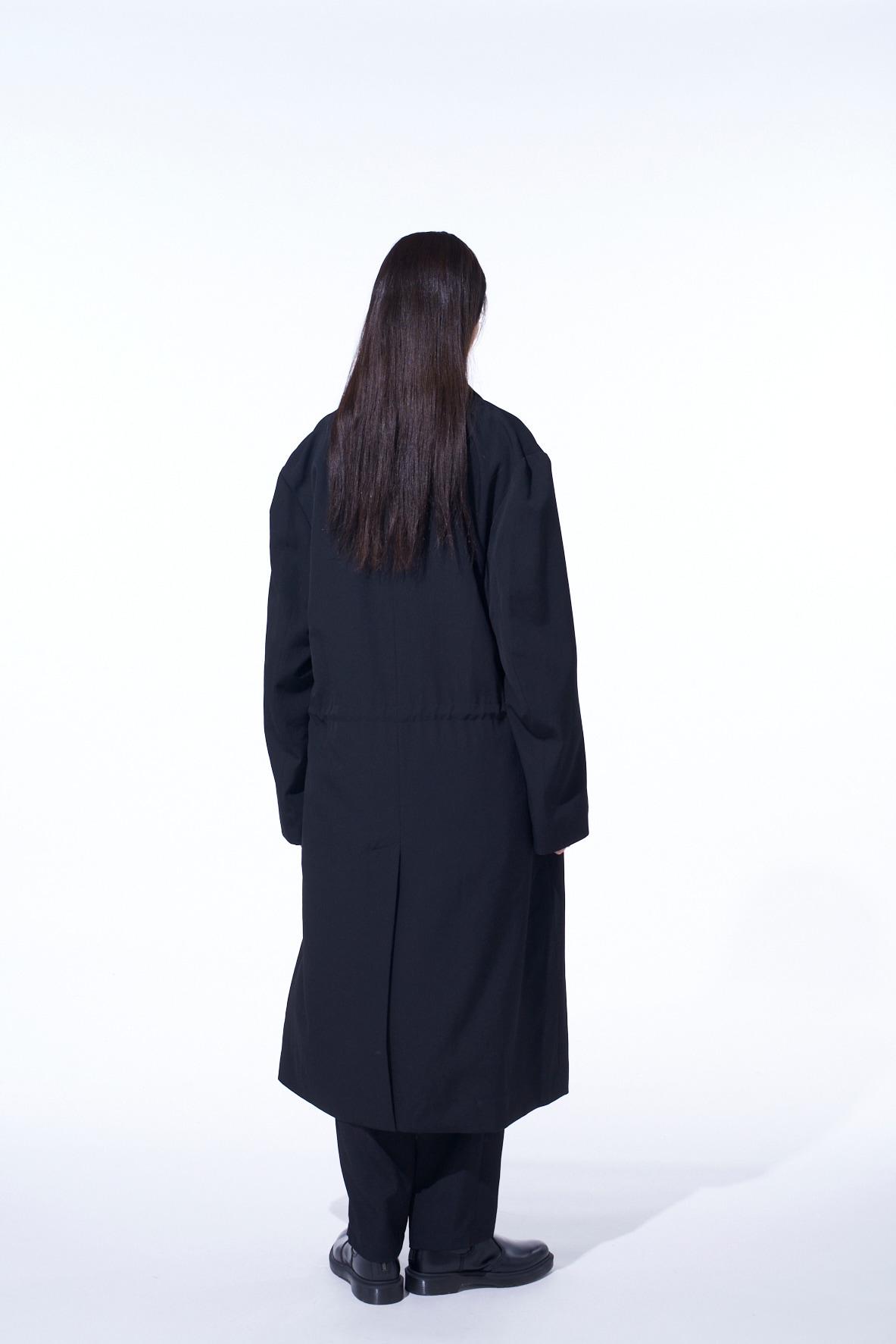 WASHER WOOL GABARDINE STAND COLLAR COAT