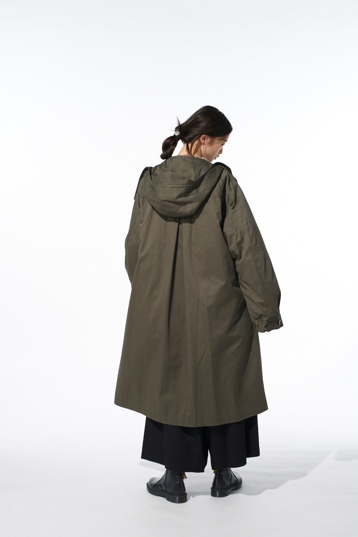 COTTON TWILL HOODED COAT WITH PADDED LINER