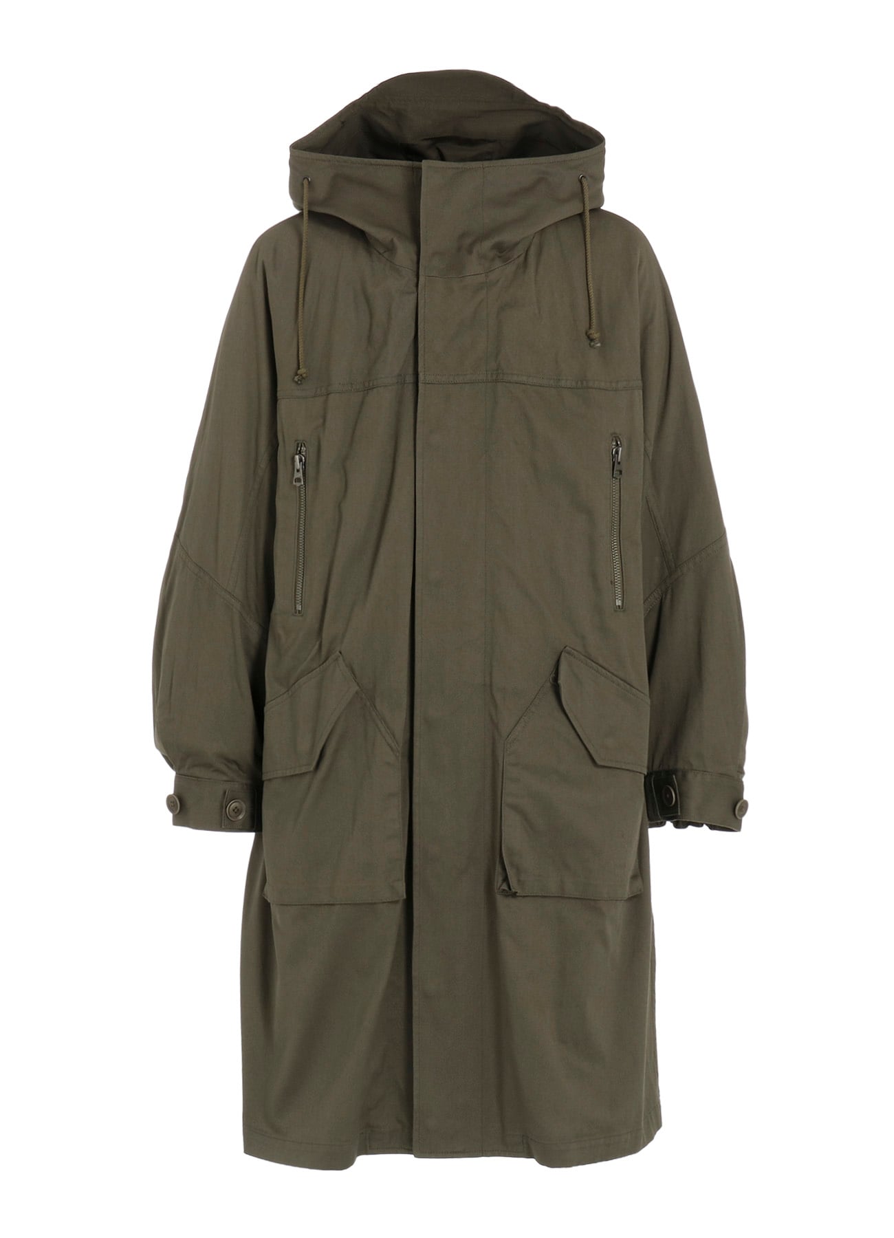 COTTON TWILL HOODED COAT WITH PADDED LINER