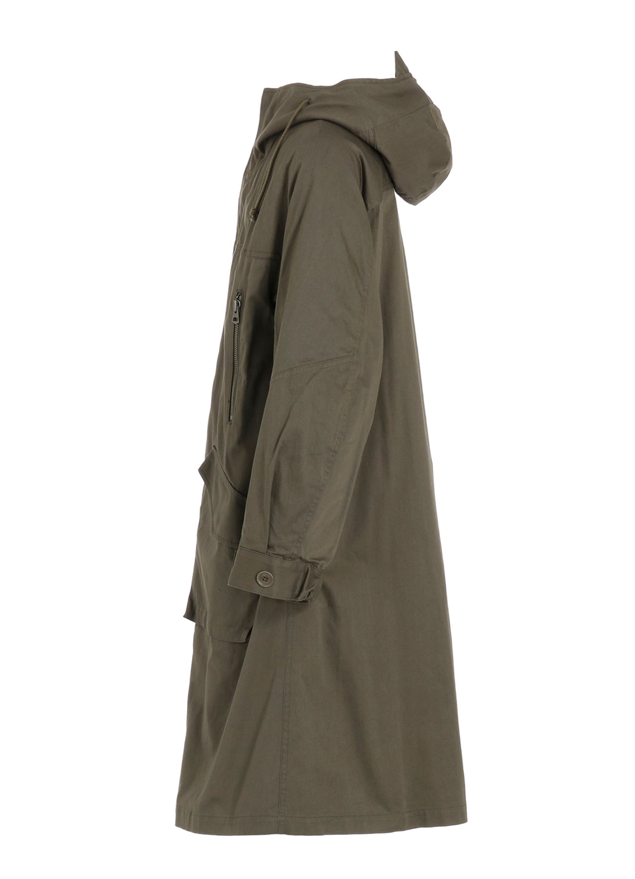 COTTON TWILL HOODED COAT WITH PADDED LINER