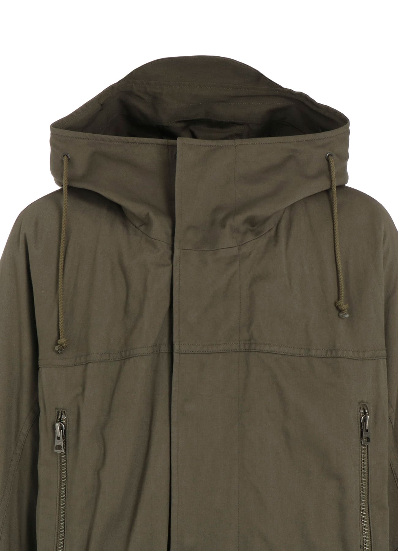 COTTON TWILL HOODED COAT WITH PADDED LINER